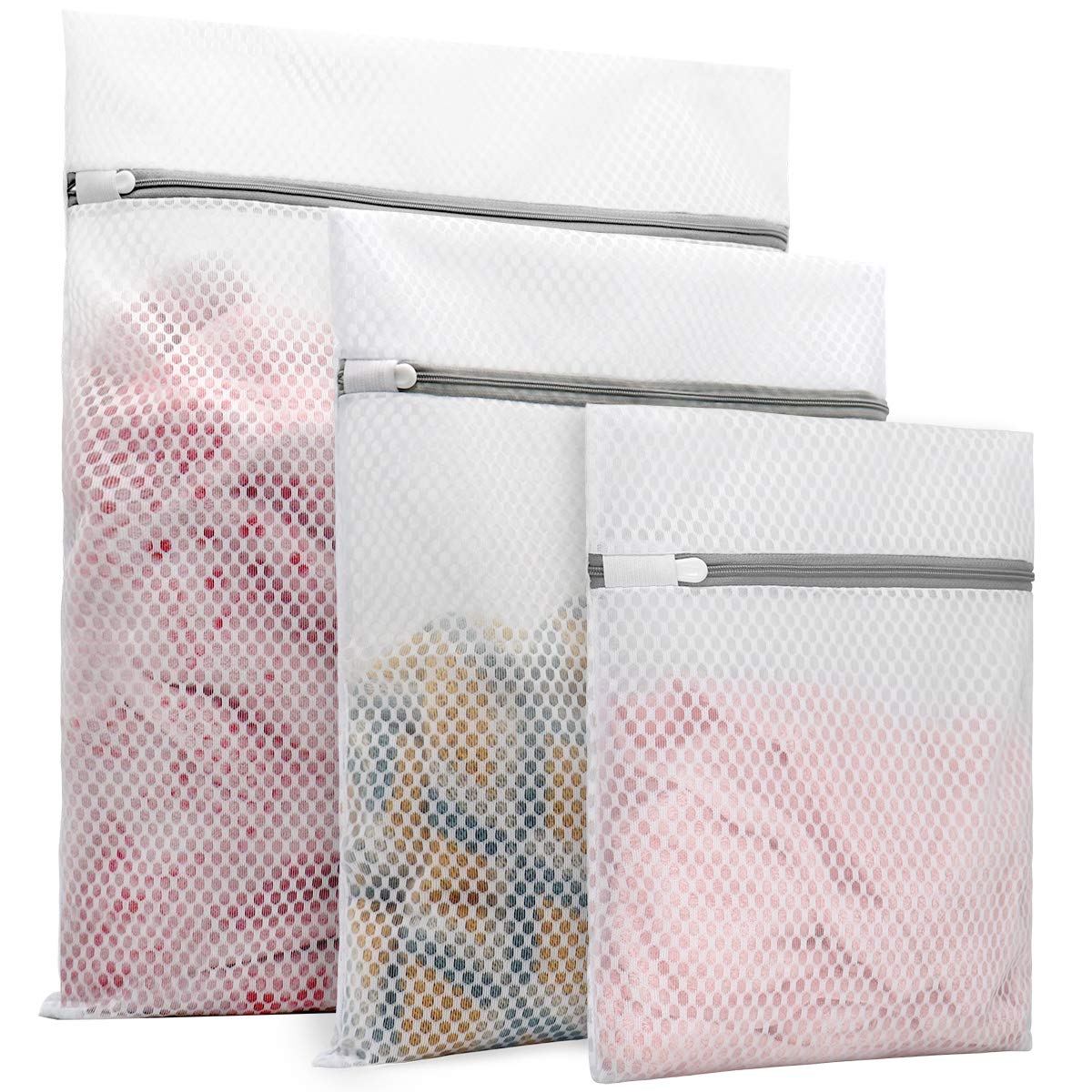 3Pcs Durable Honeycomb Mesh Laundry Bags for Delicates