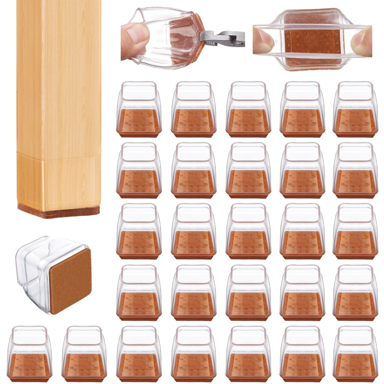 36 Pcs Square Chair Leg Floor Protectors (36 Count)