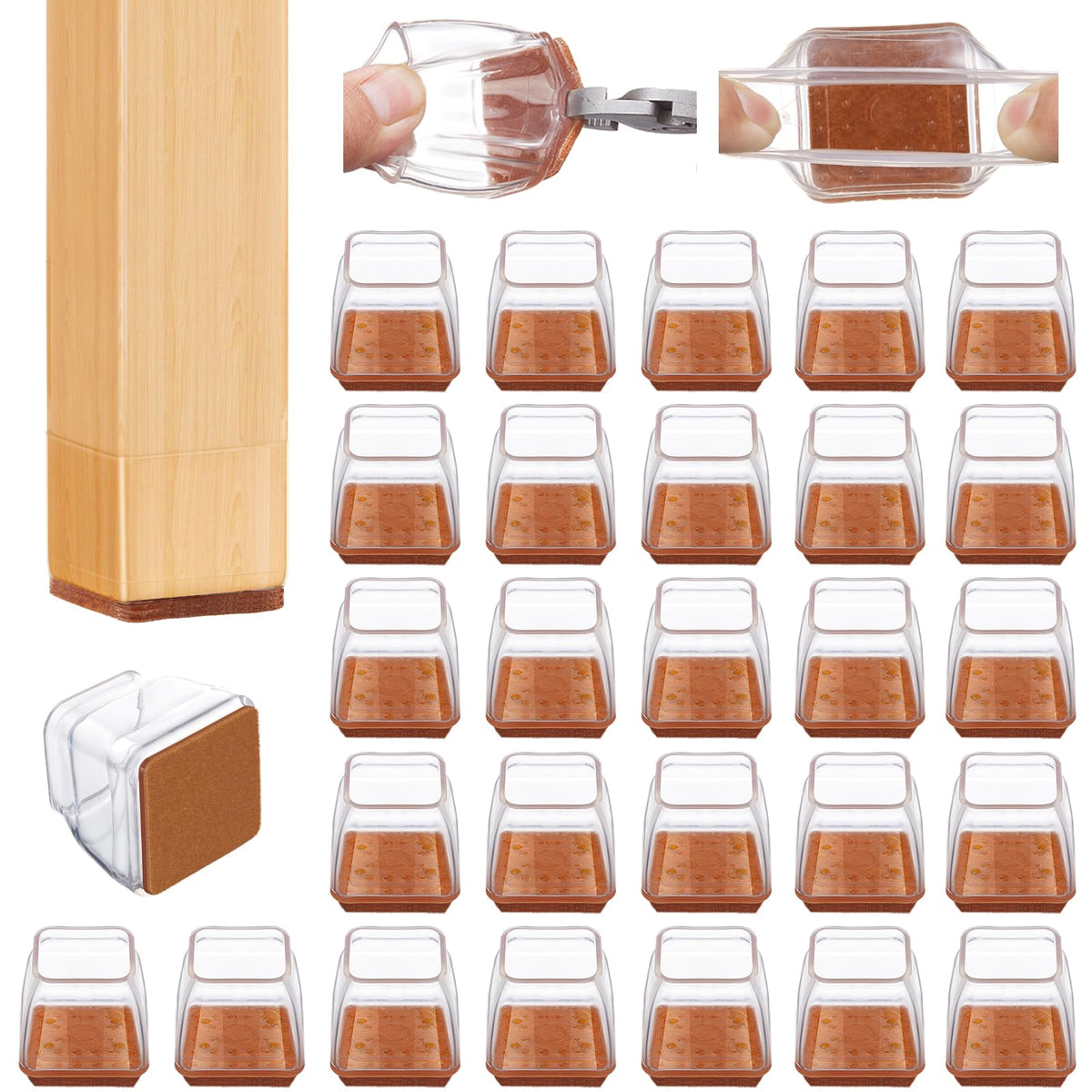 36Pcs Square Chair Leg Floor Protectors