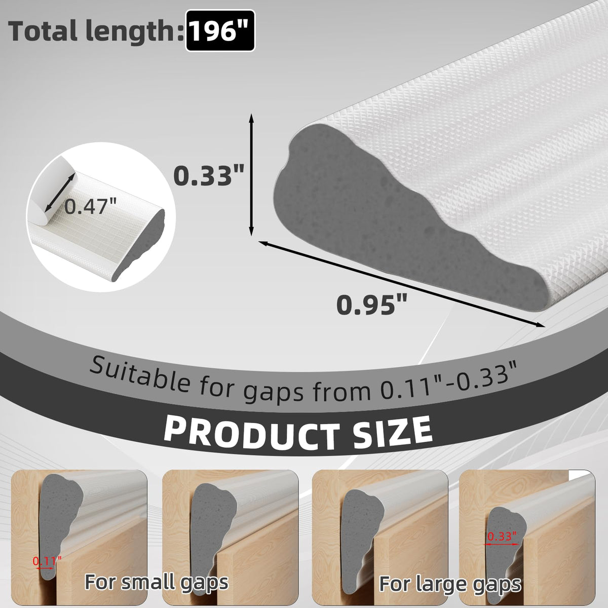 196" Wedge Weather Stripping Door Seal Strip for Door Frame & Window (16.3333 Foot)