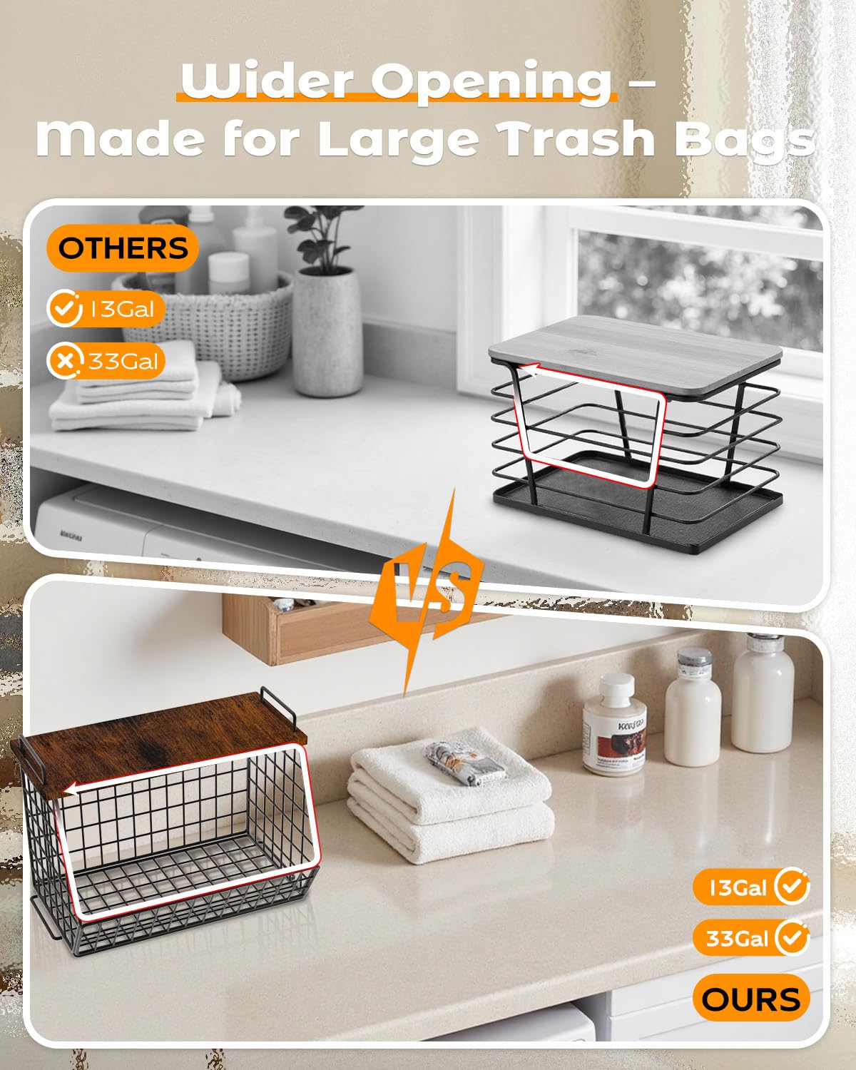 2 Pack Stackable Extra Large Trash Bag Holder Under Sink (2 Count)