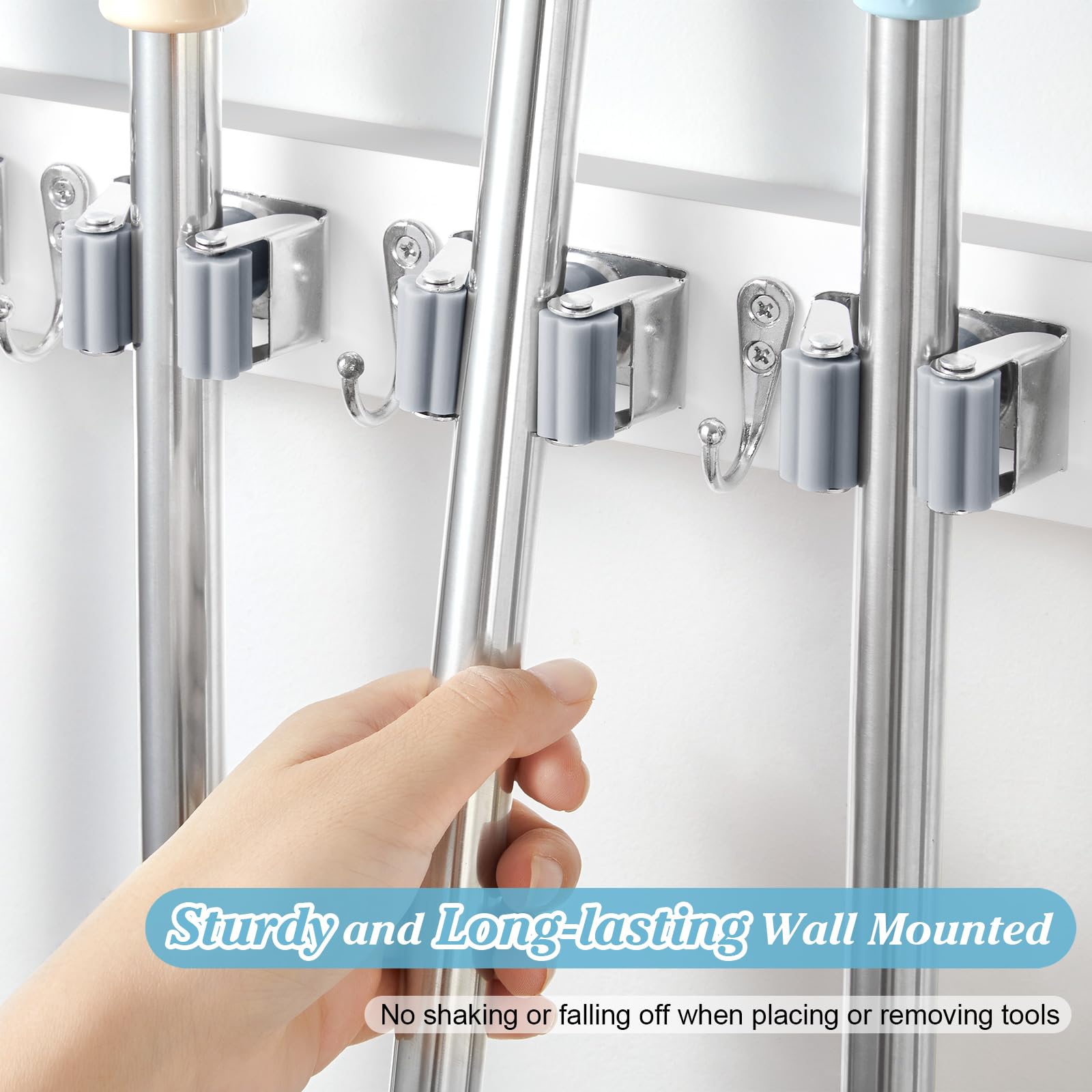 White Broom Holder Wall Mount