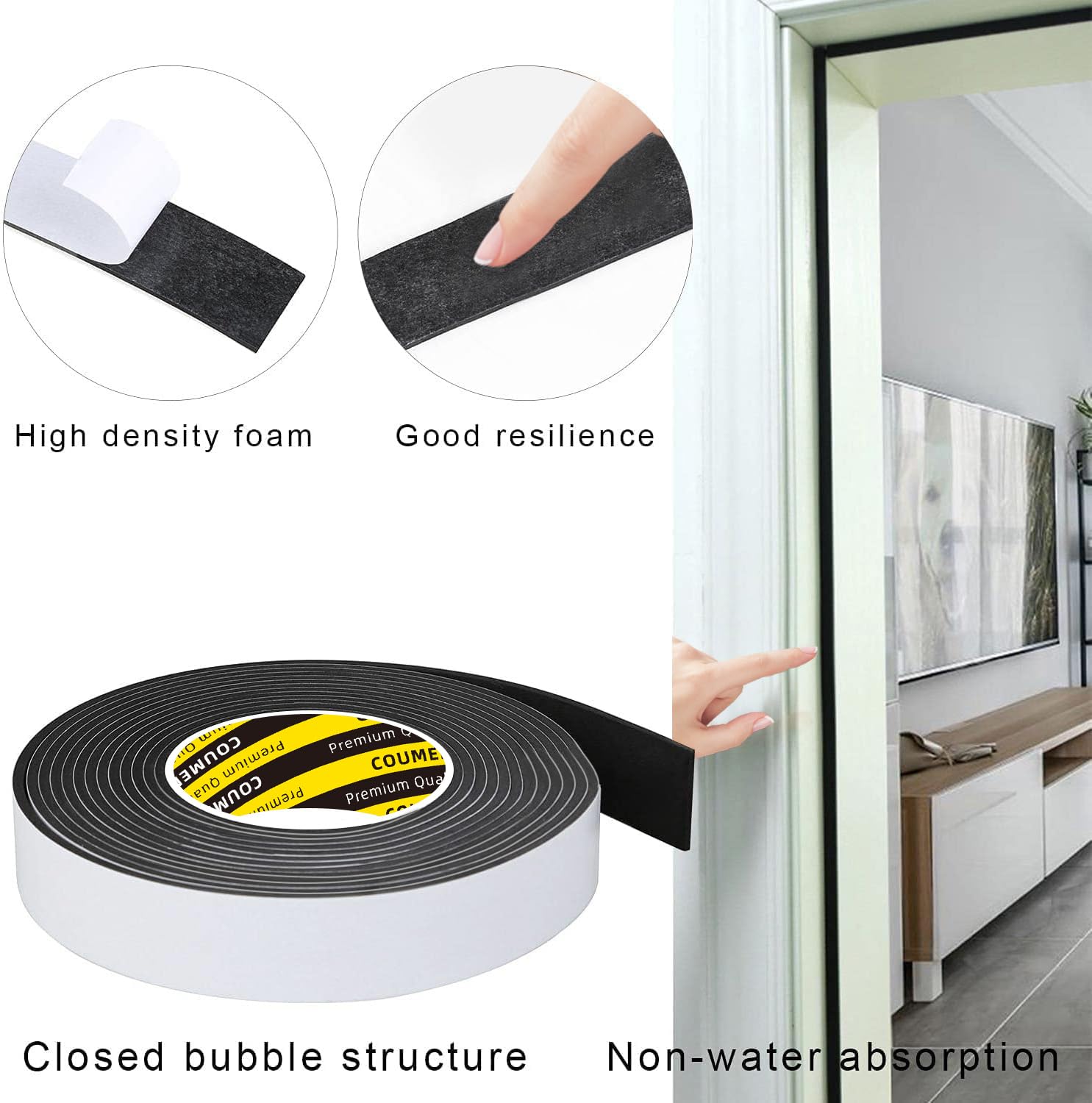 Black Foam Tape Weather Stripping Sealing Sponge