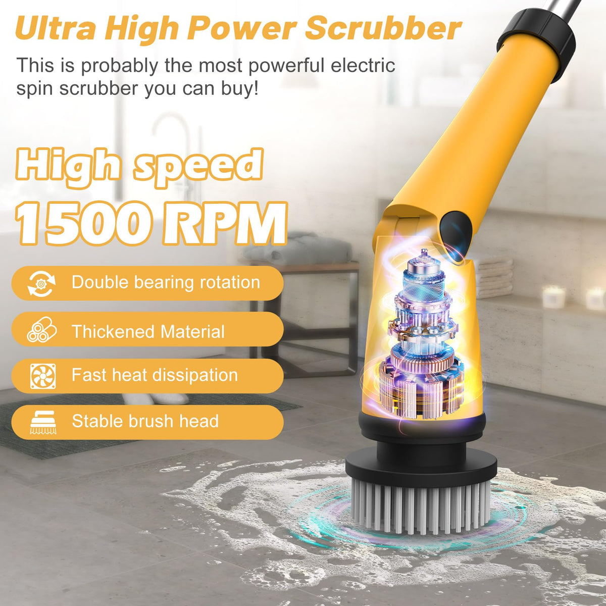1500 RPM Electric Spin Scrubber with Two Batteries Q2 Pro
