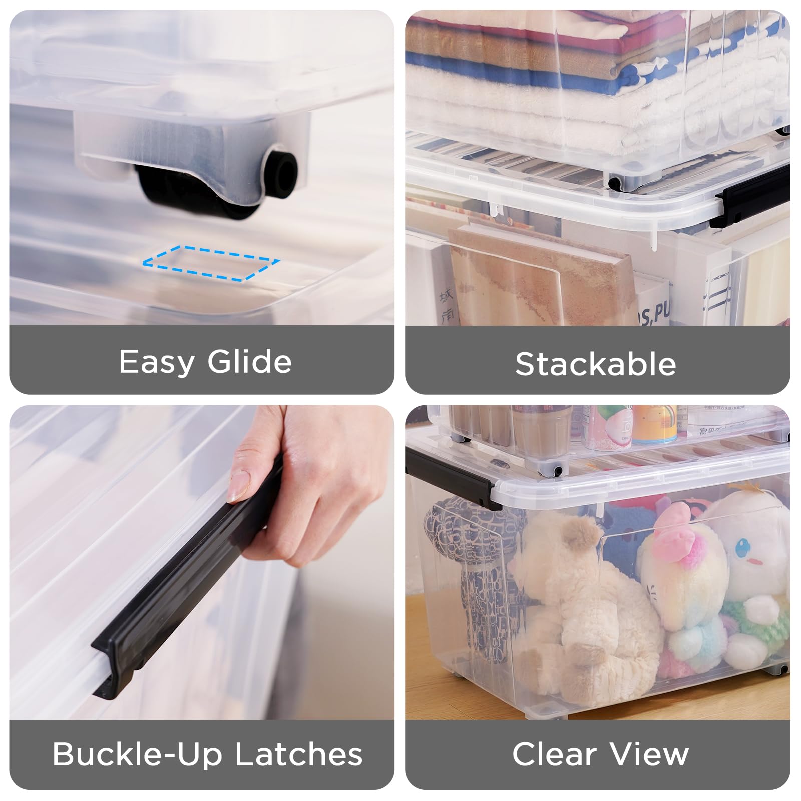 82 Quart Large Clear Plastic Storage Bins with Lids 6 (6 Count)