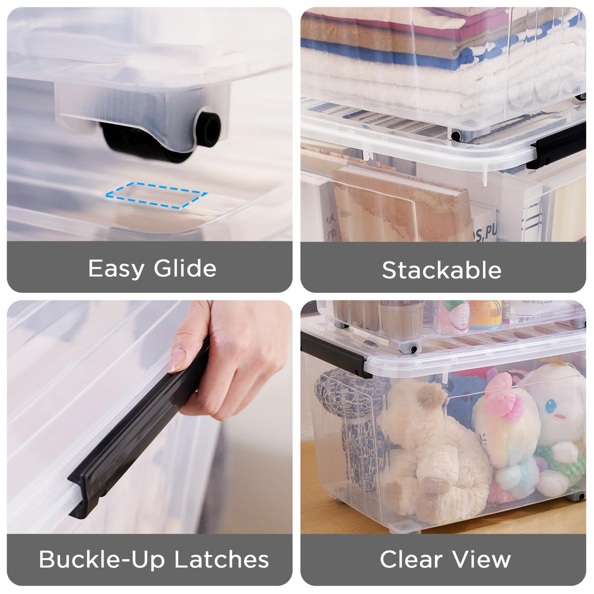 54 Quart Large Clear Plastic Storage Bins with Lids 4 (4 Count)