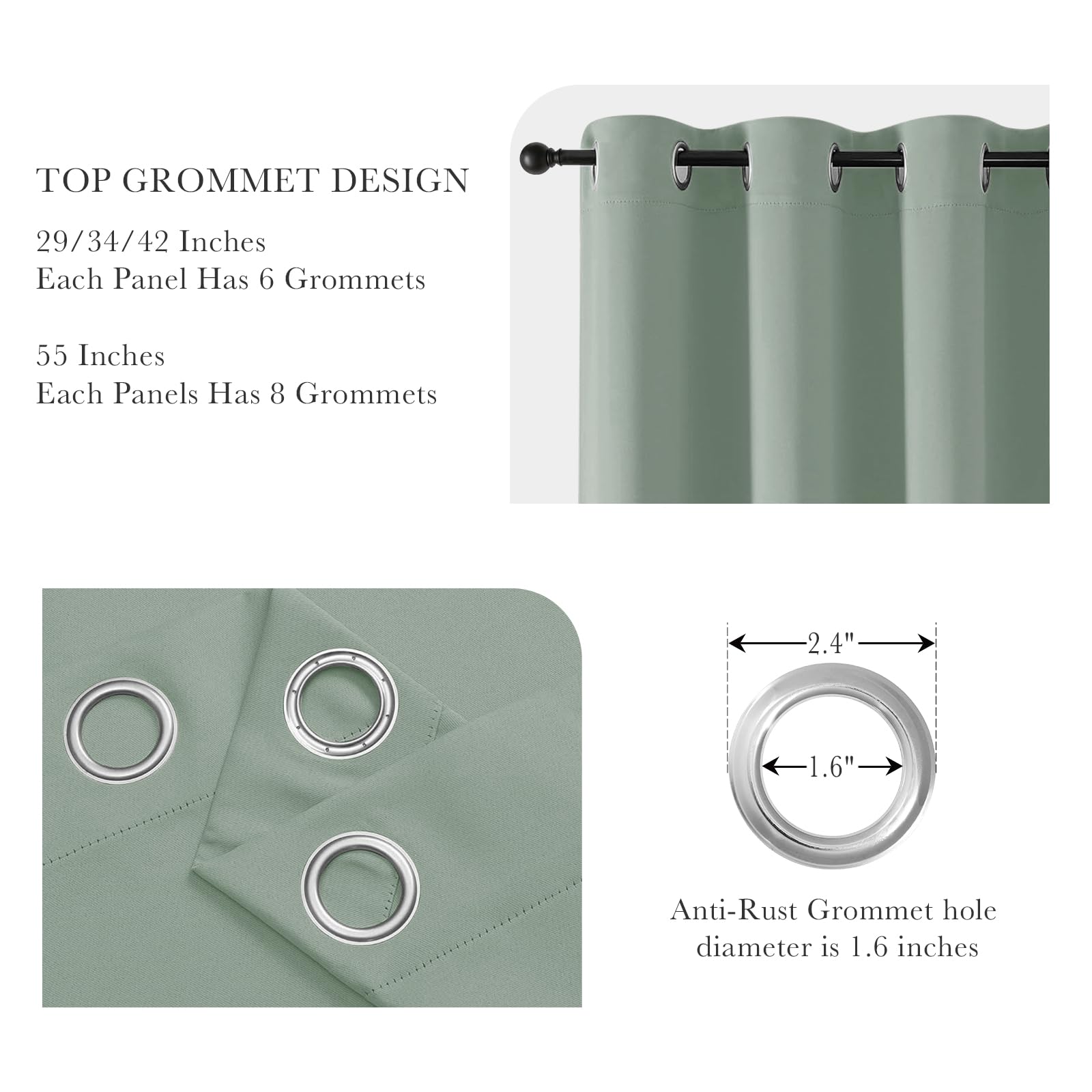 Sage Green Small Curtains for Bathroom (2 Count)