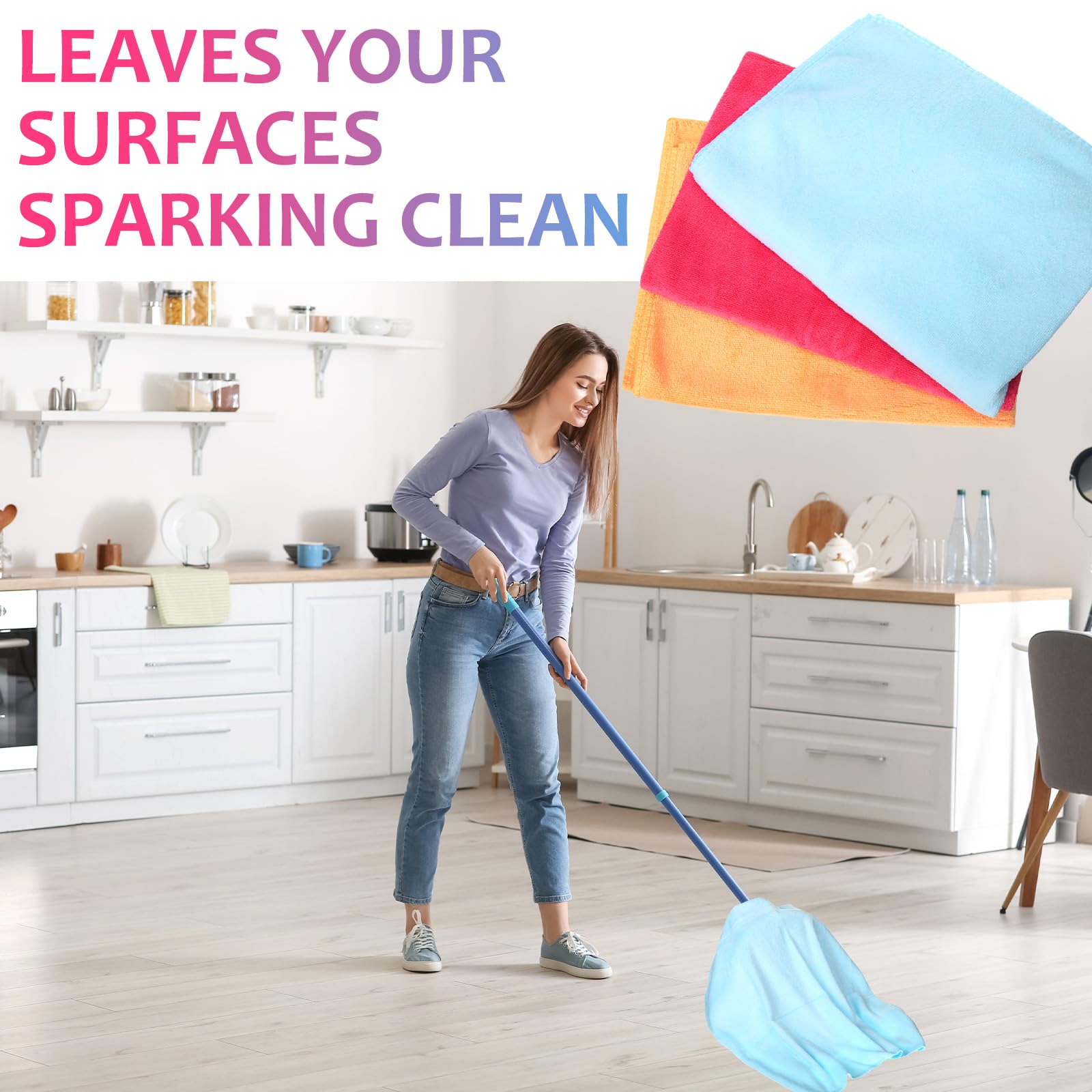 3 Pcs Extra Large Microfiber Cleaning Cloth 30" x 20" Washable Reusable Microfiber Towel Streak Free Lint Free Cloth for Cleaning Home Glass Office Window Bathrooms