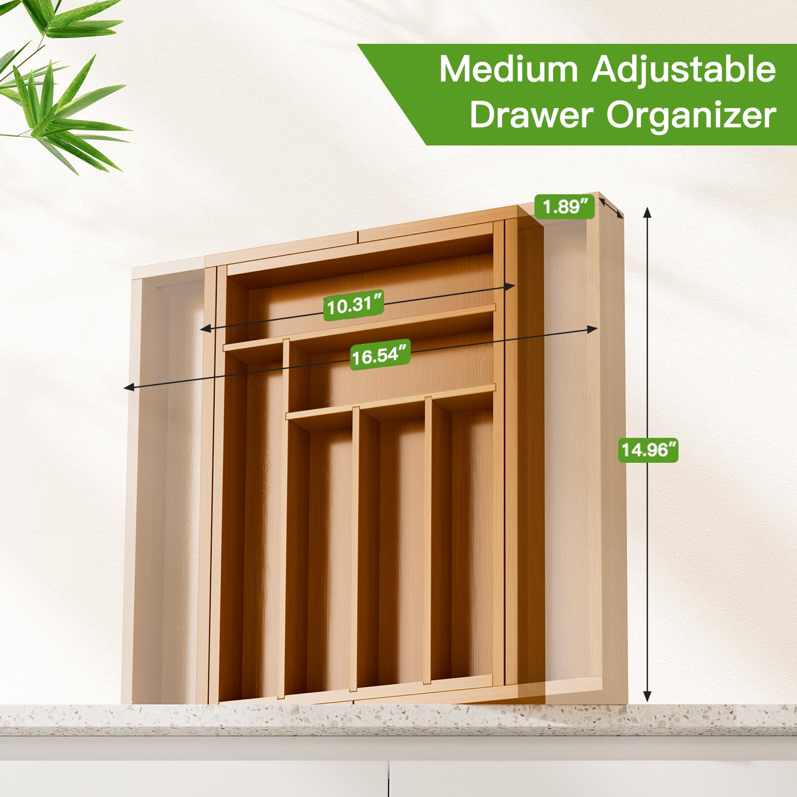 Bamboo Expandable Drawer Organizer for Utensils Holder