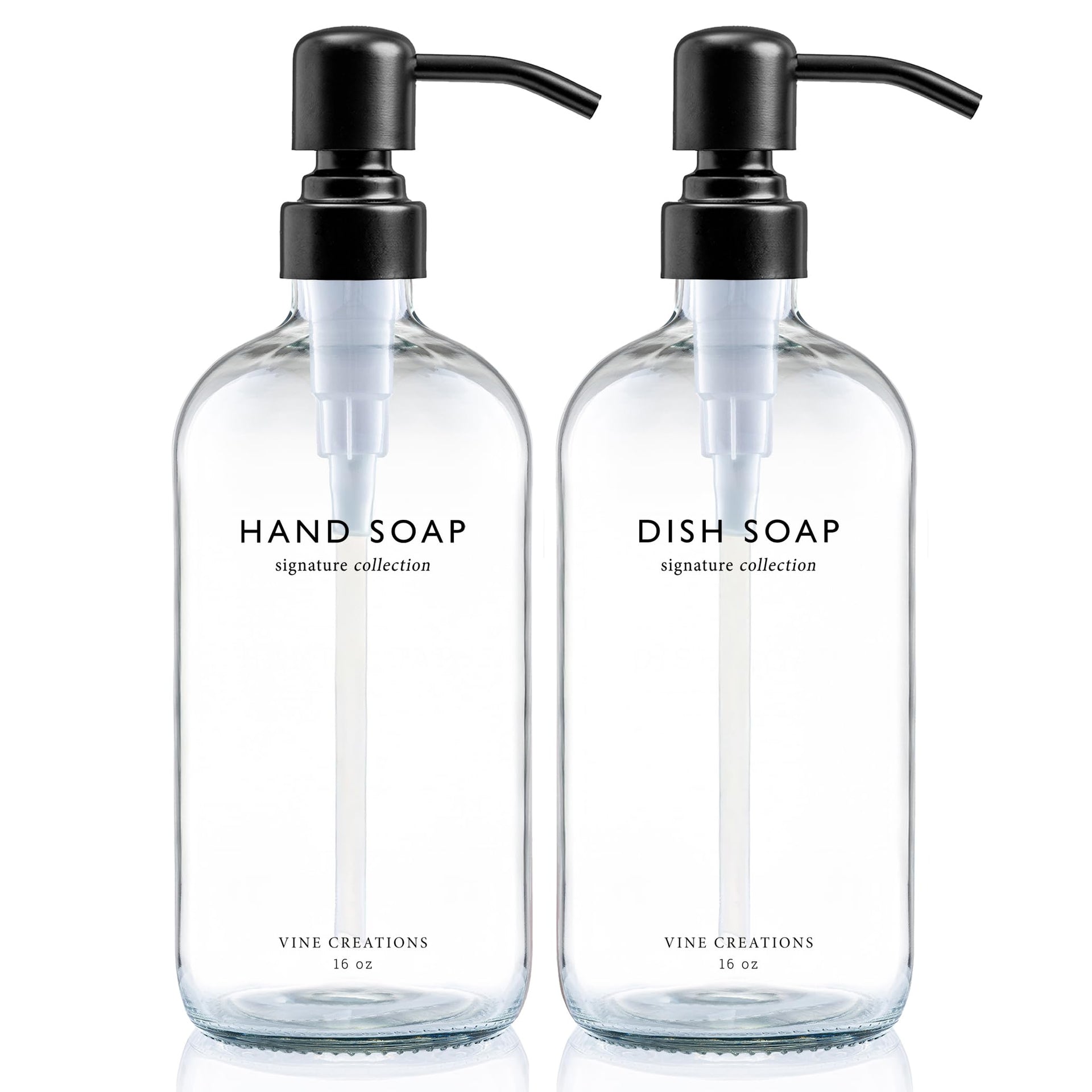Clear Glass Soap Dispenser Set (16 Ounce)