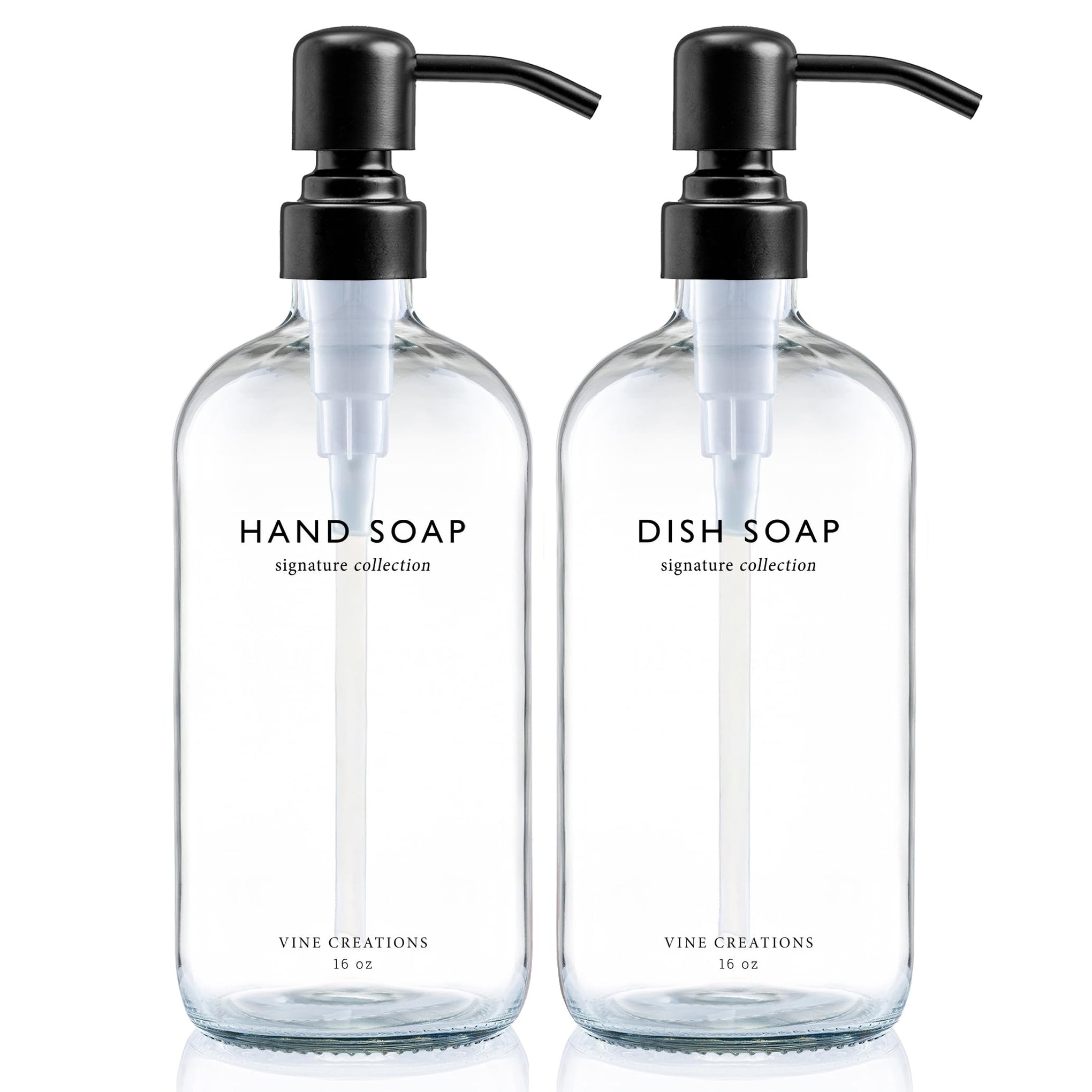 Clear Glass Soap Dispenser Set (16 Ounce)