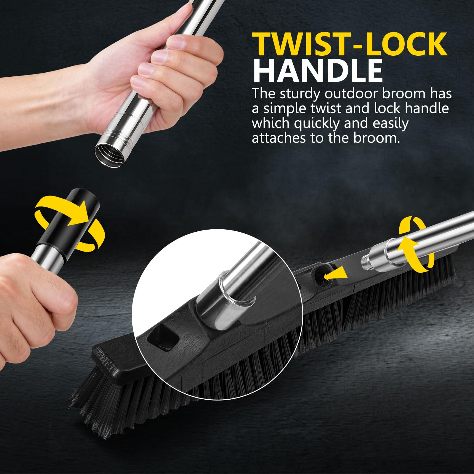 24.8" Push Broom Heavy Duty Outdoor Stiff Bristle for Garage&Patio