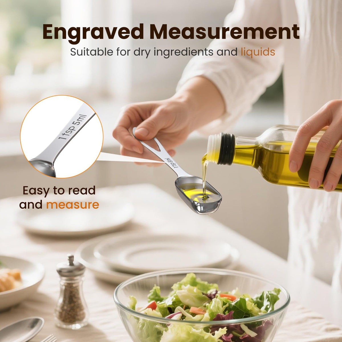 6PCS Narrow Measuring Spoons Set (6 Count)