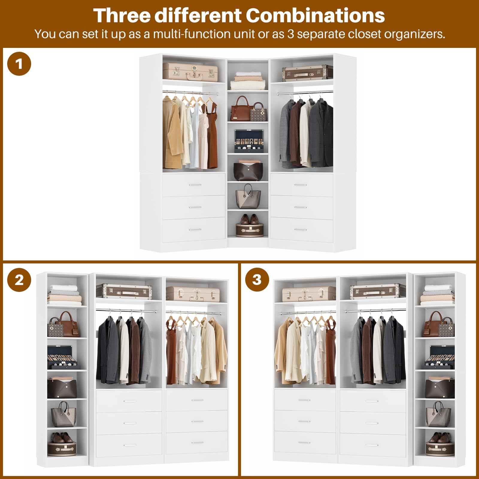 Closet System with 6 Drawers & 10 Shelves