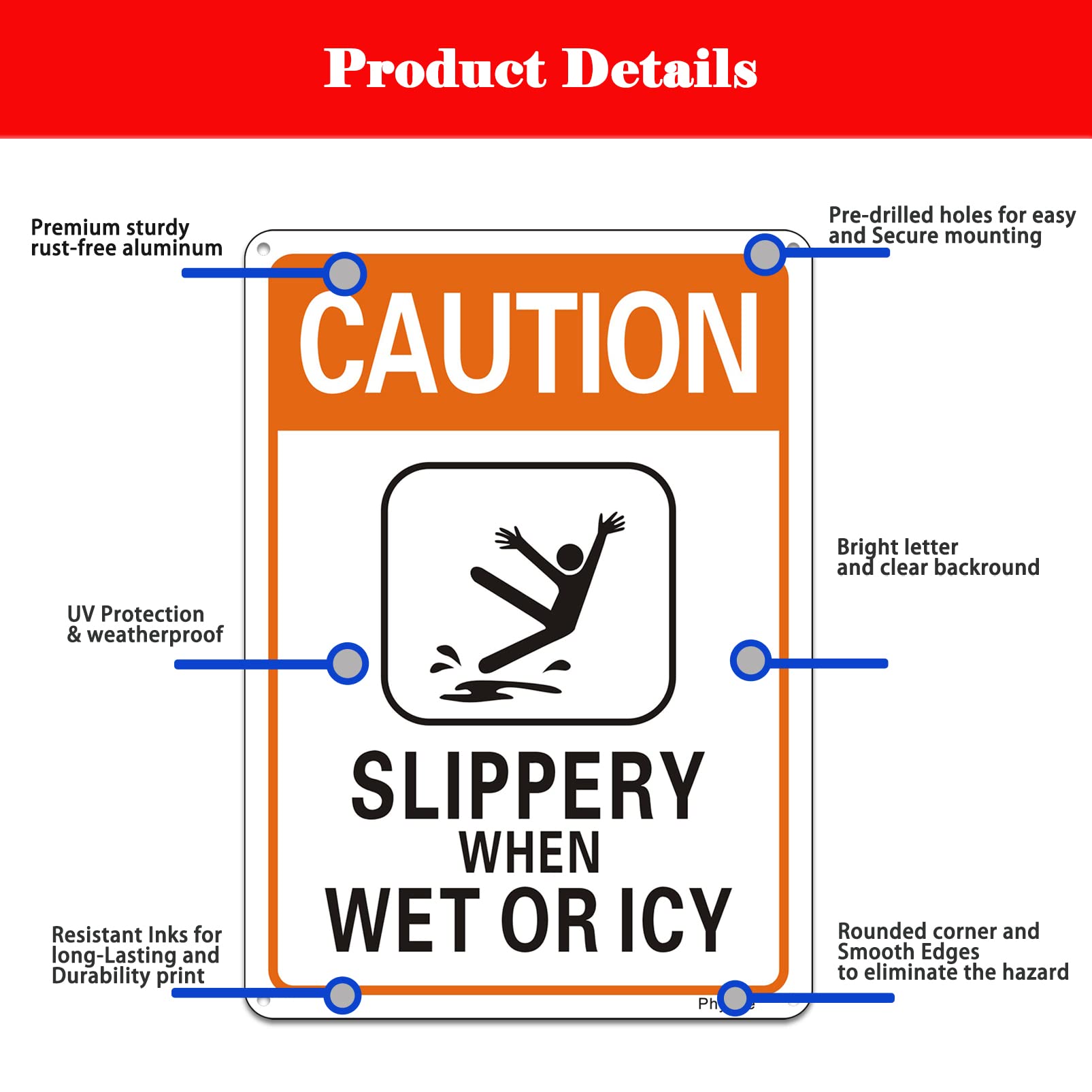 2 Pack Caution Slippery When Wet or Icy Sign (2 Count)