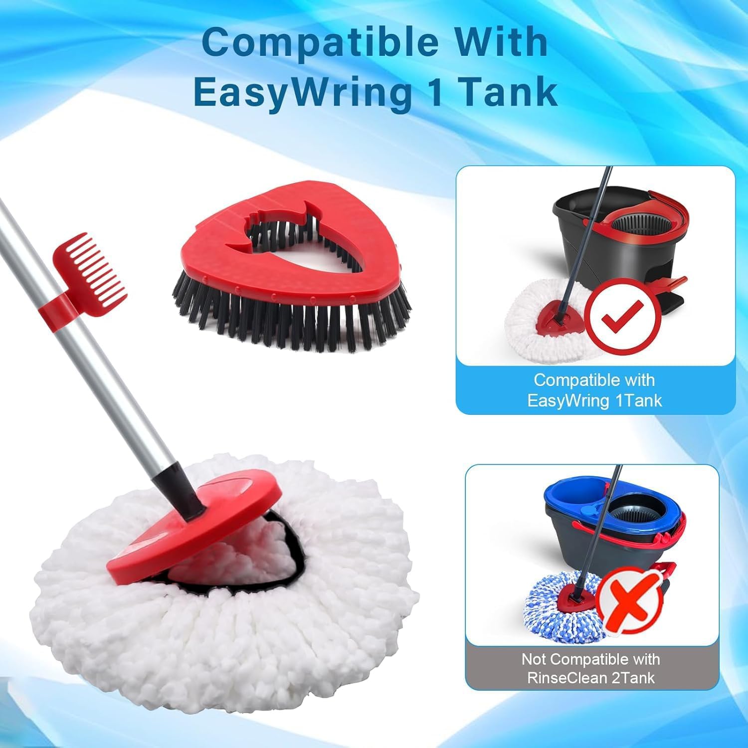 2 Pack Spin Mop Heads Replacement Compatible with O Cedar EasyWring 1Tank
