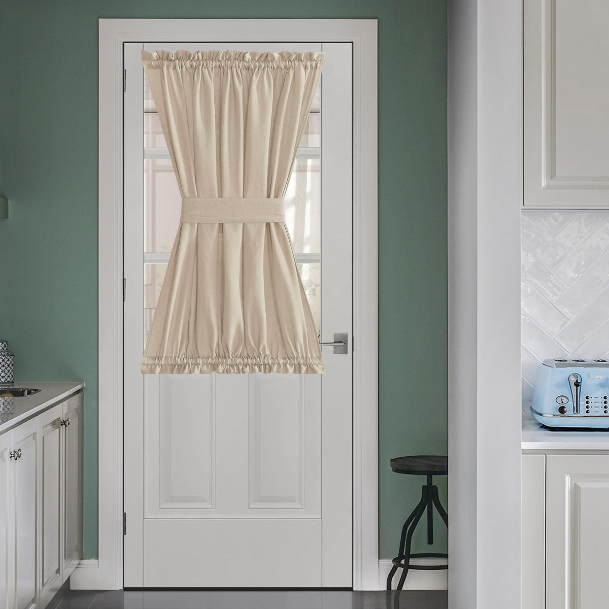 Glass Door Curtain Panel for French Door with Tieback