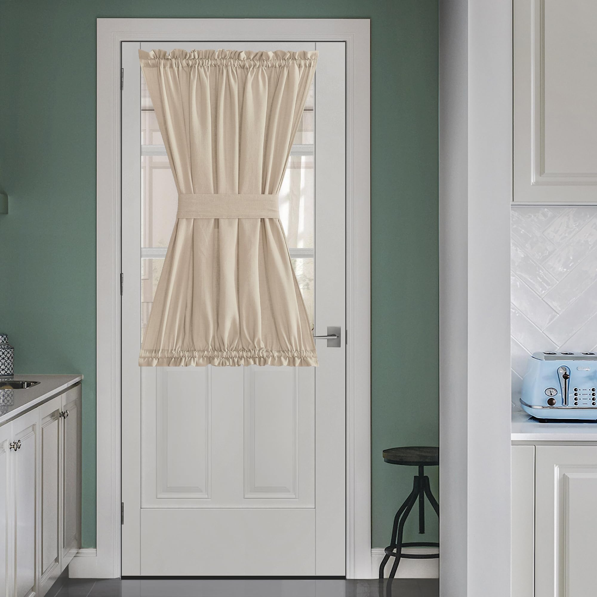 Glass Door Curtain Panel for French Door with Tieback