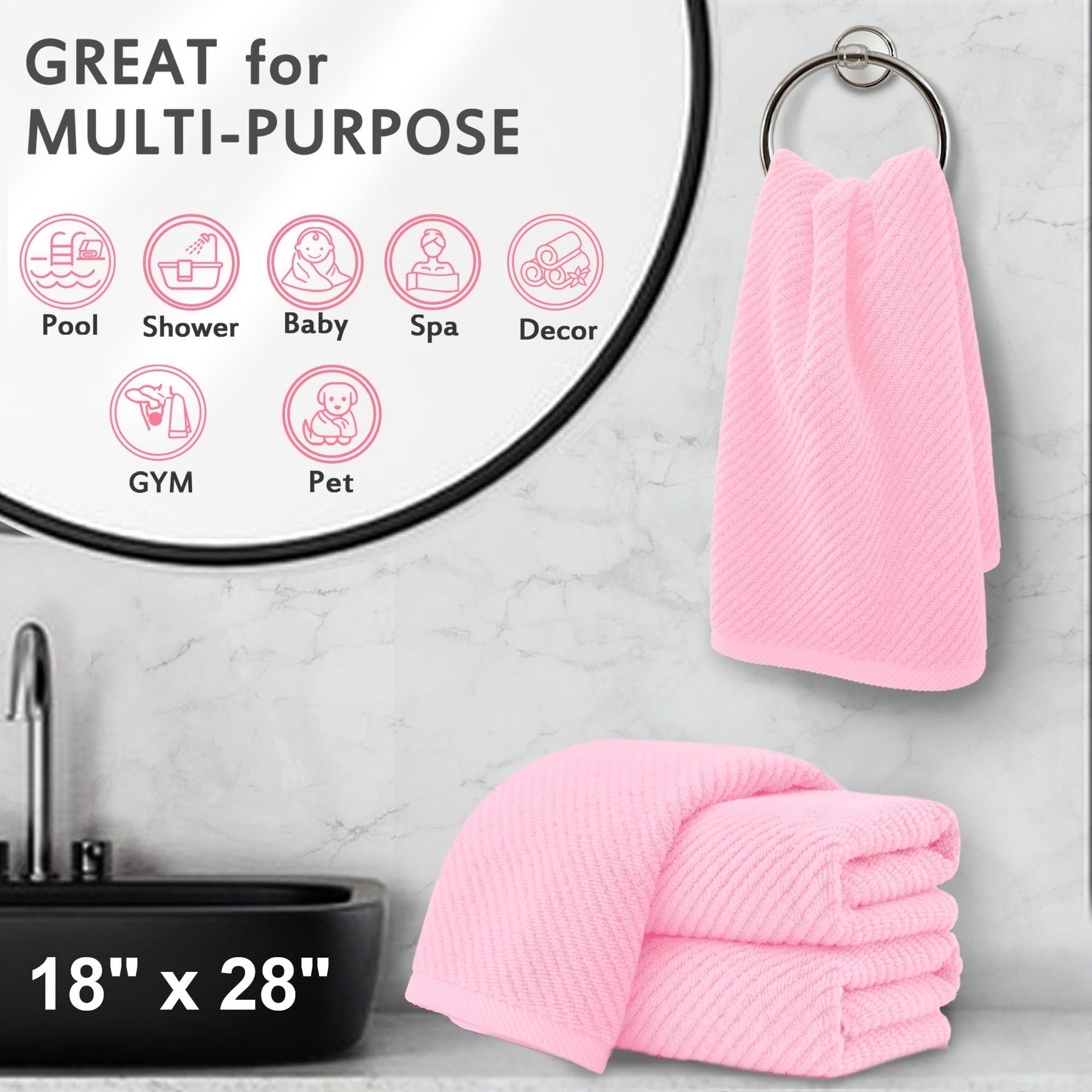 Bathroom Hand Towels 4PC (4 Count)