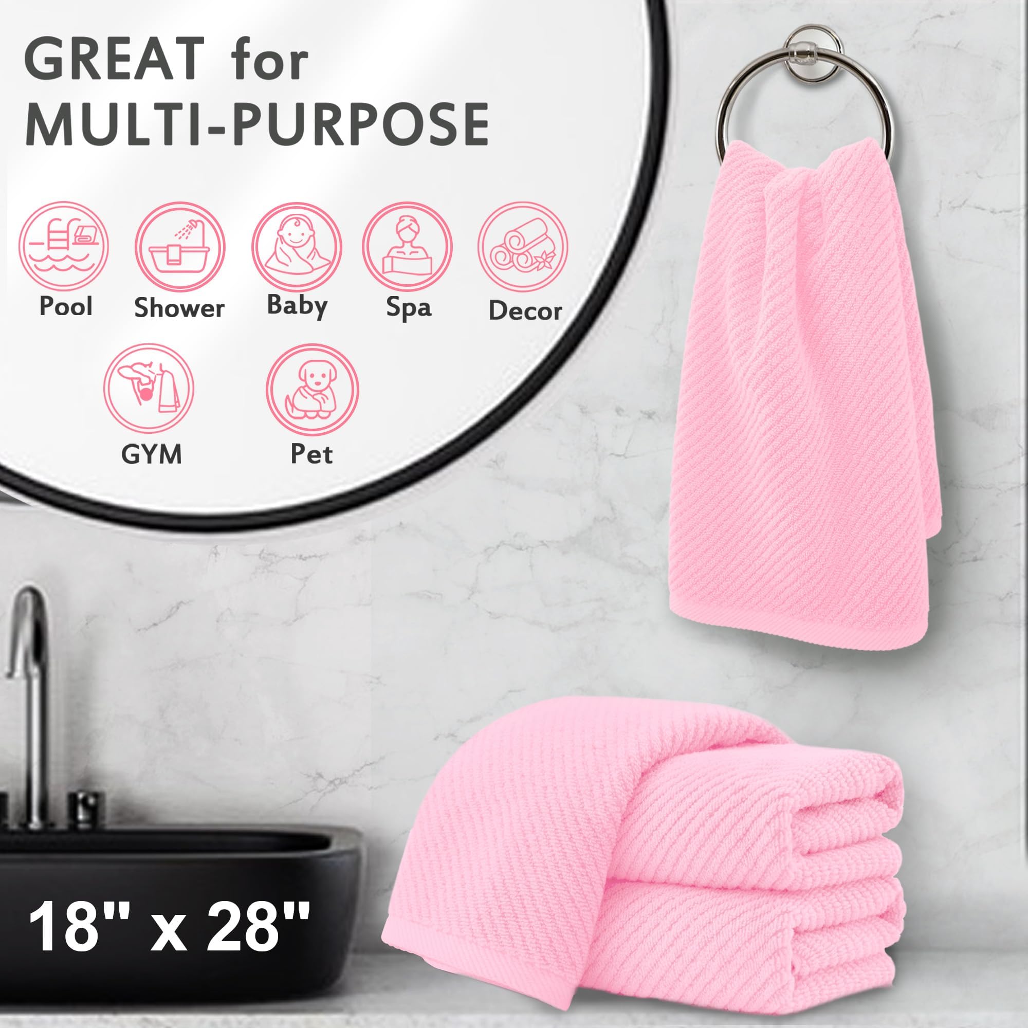 Bathroom Hand Towels 4PC (4 Count)