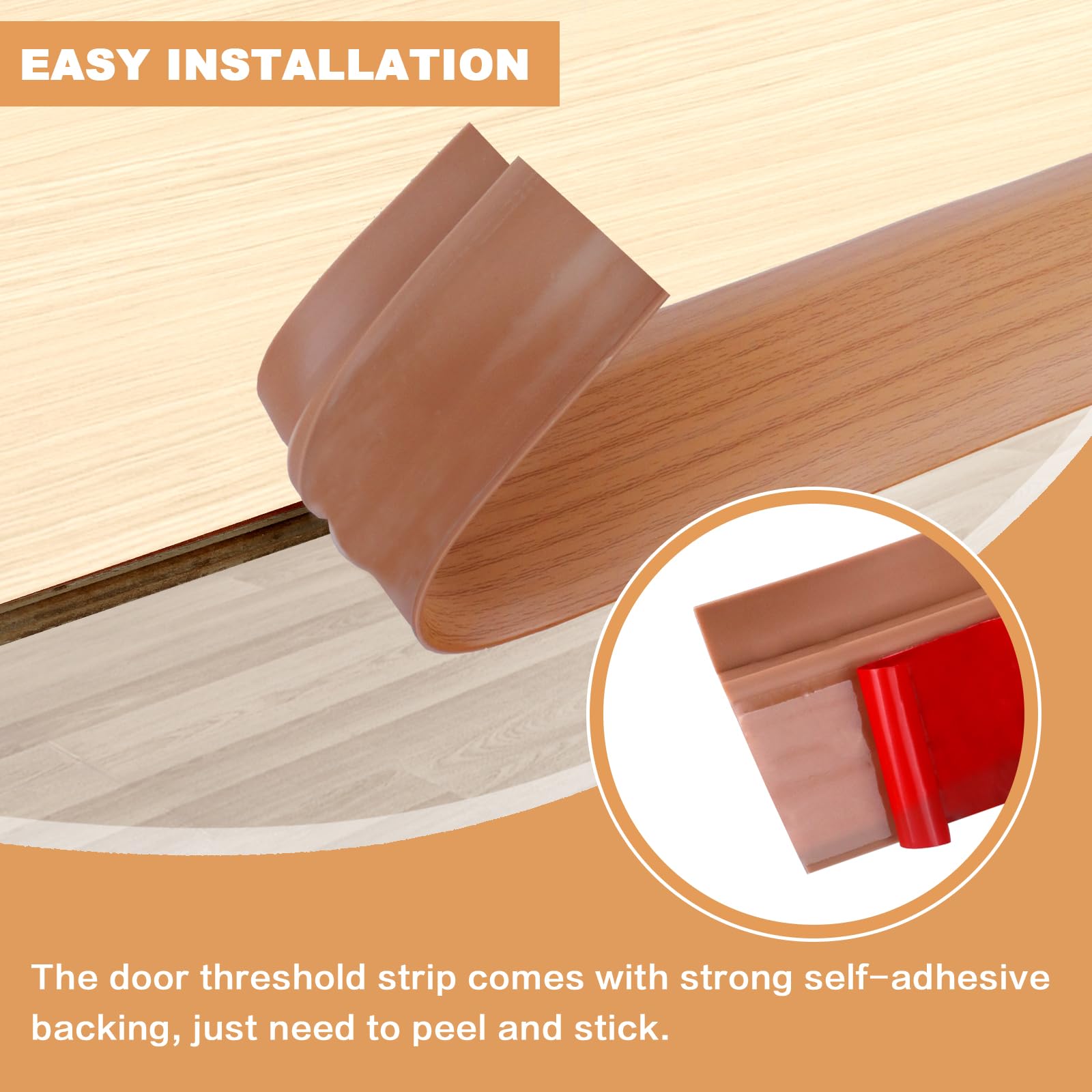 Vinyl Floor Transition Strip Self Adhesive Door Threshold Strip (3.3 Foot)
