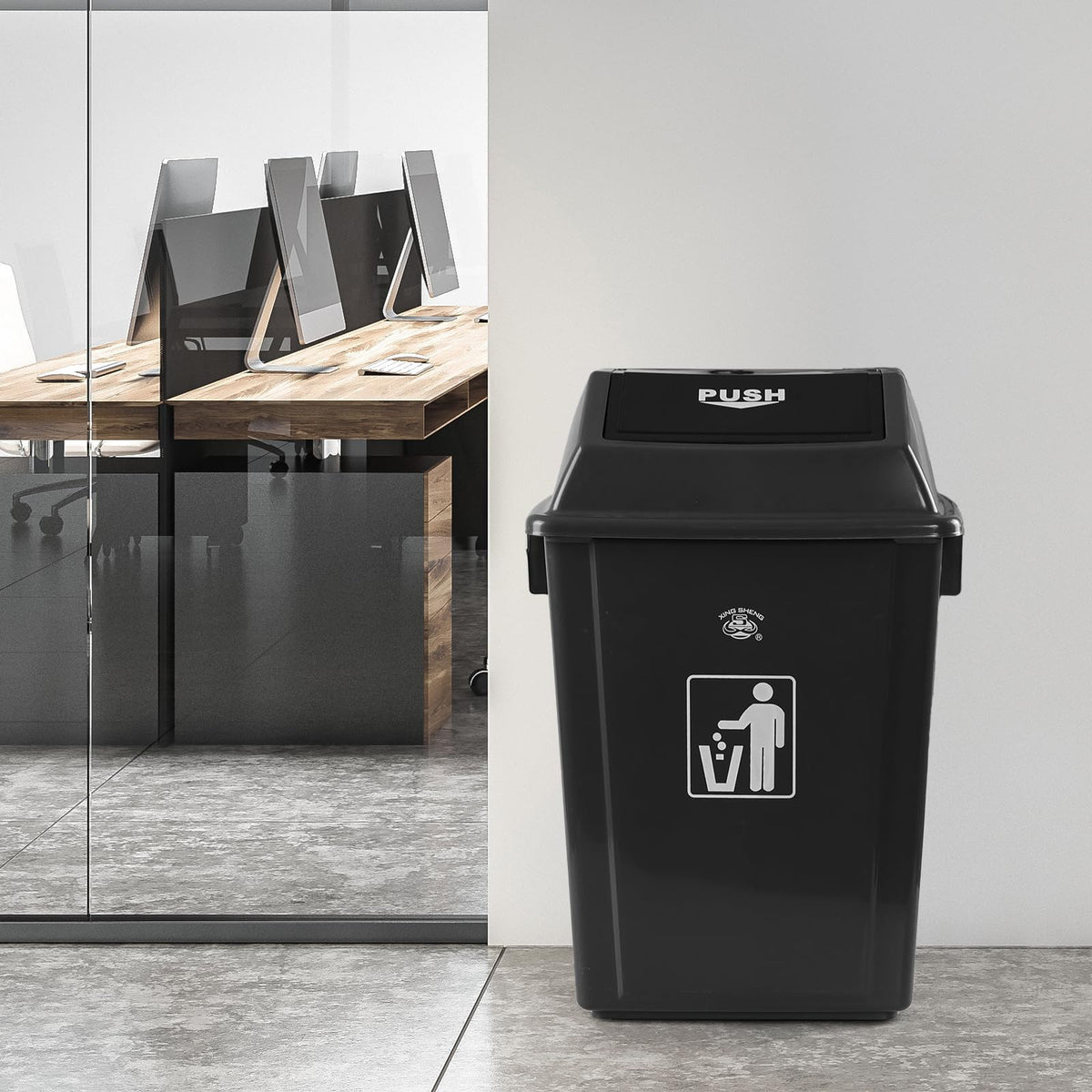 4 Pack 13 Gallon Plastic Swing Top Kitchen Trash Can (4 Count)