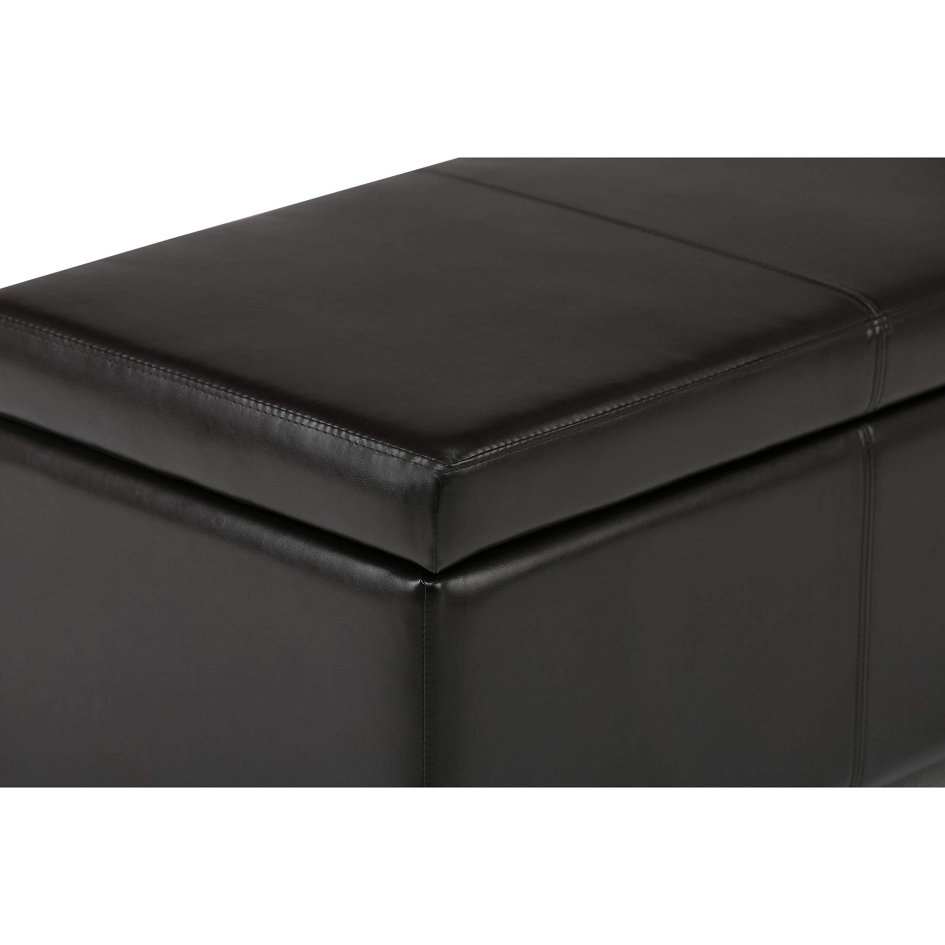 Avalon 48" Wide Vegan Leather Storage Ottoman in Tanners Brown