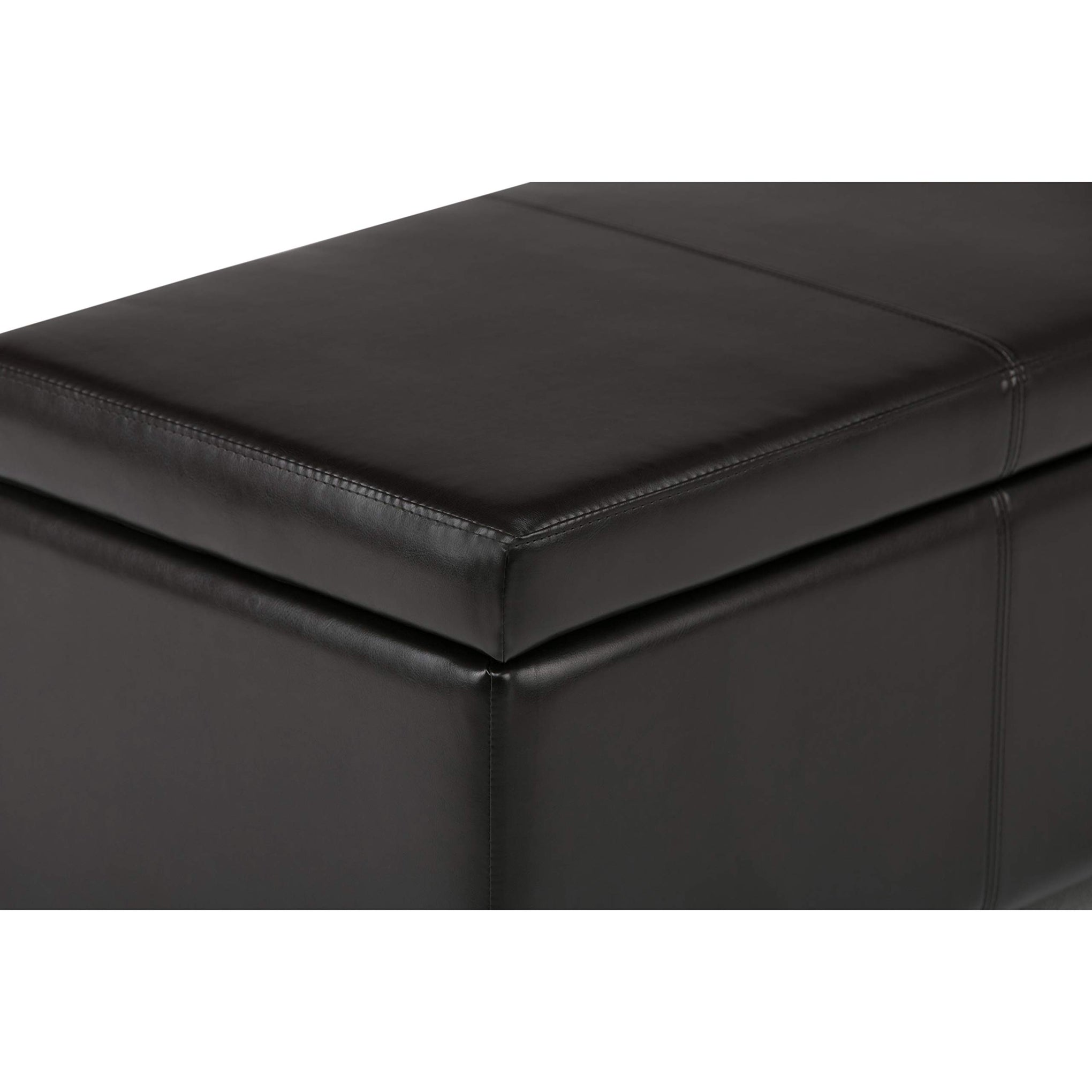 Avalon 48" Wide Vegan Leather Storage Ottoman in Tanners Brown