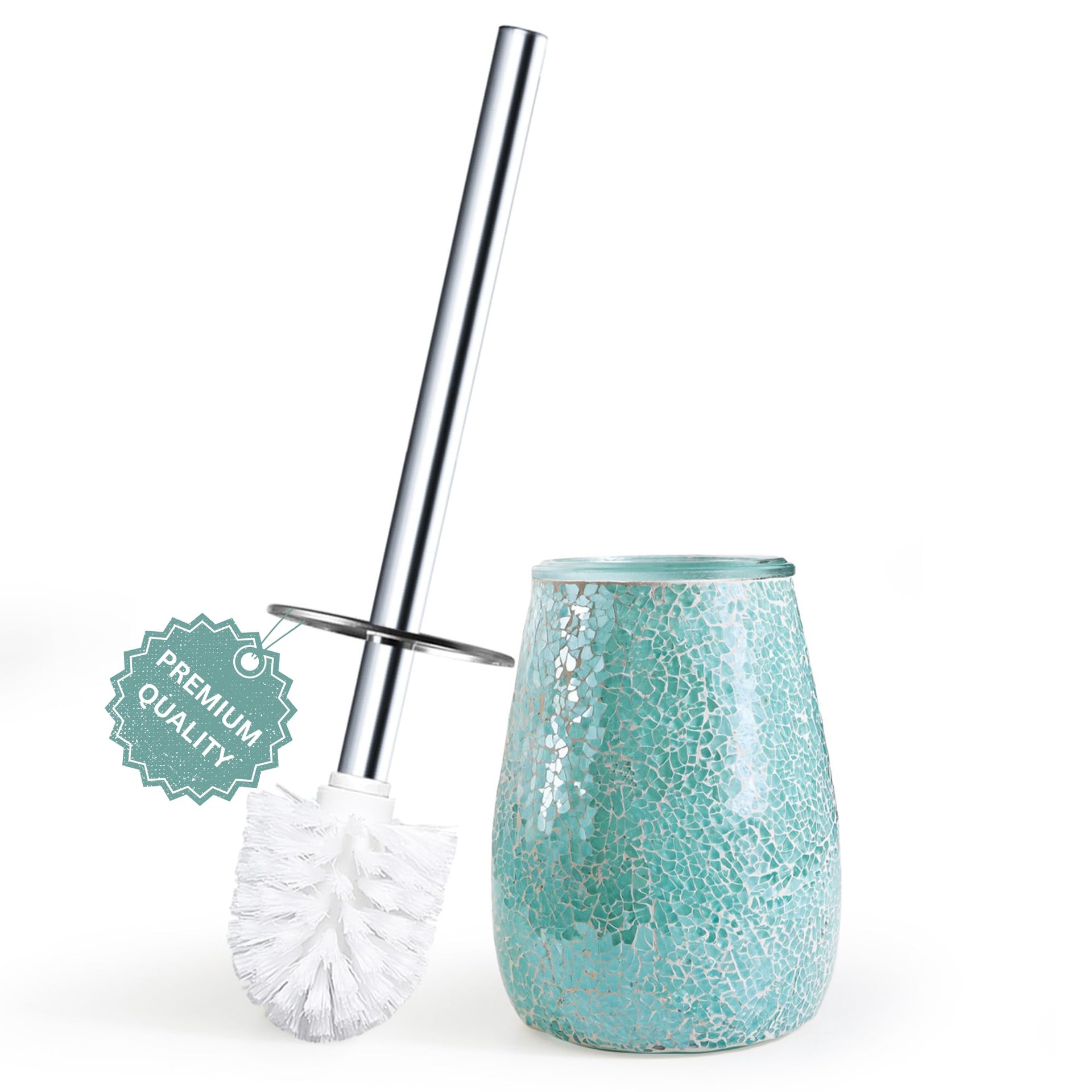Turquoise Green Toilet Brush and Holder Set