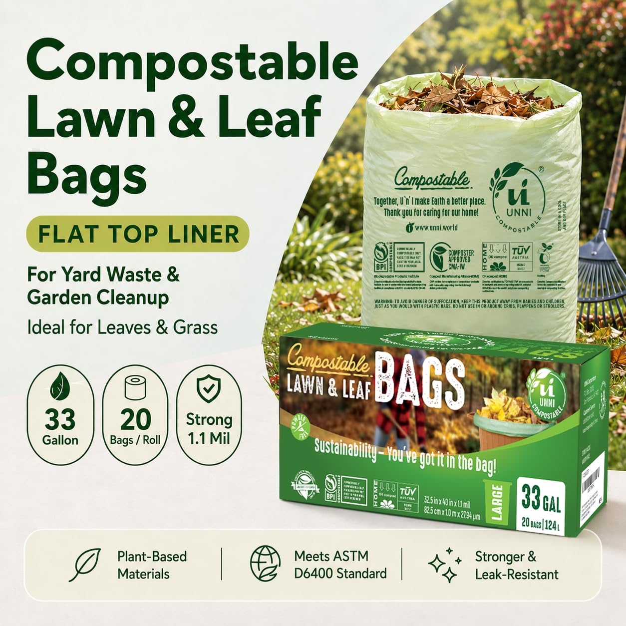 30 33 Gallon Compostable Bags (40 Count)