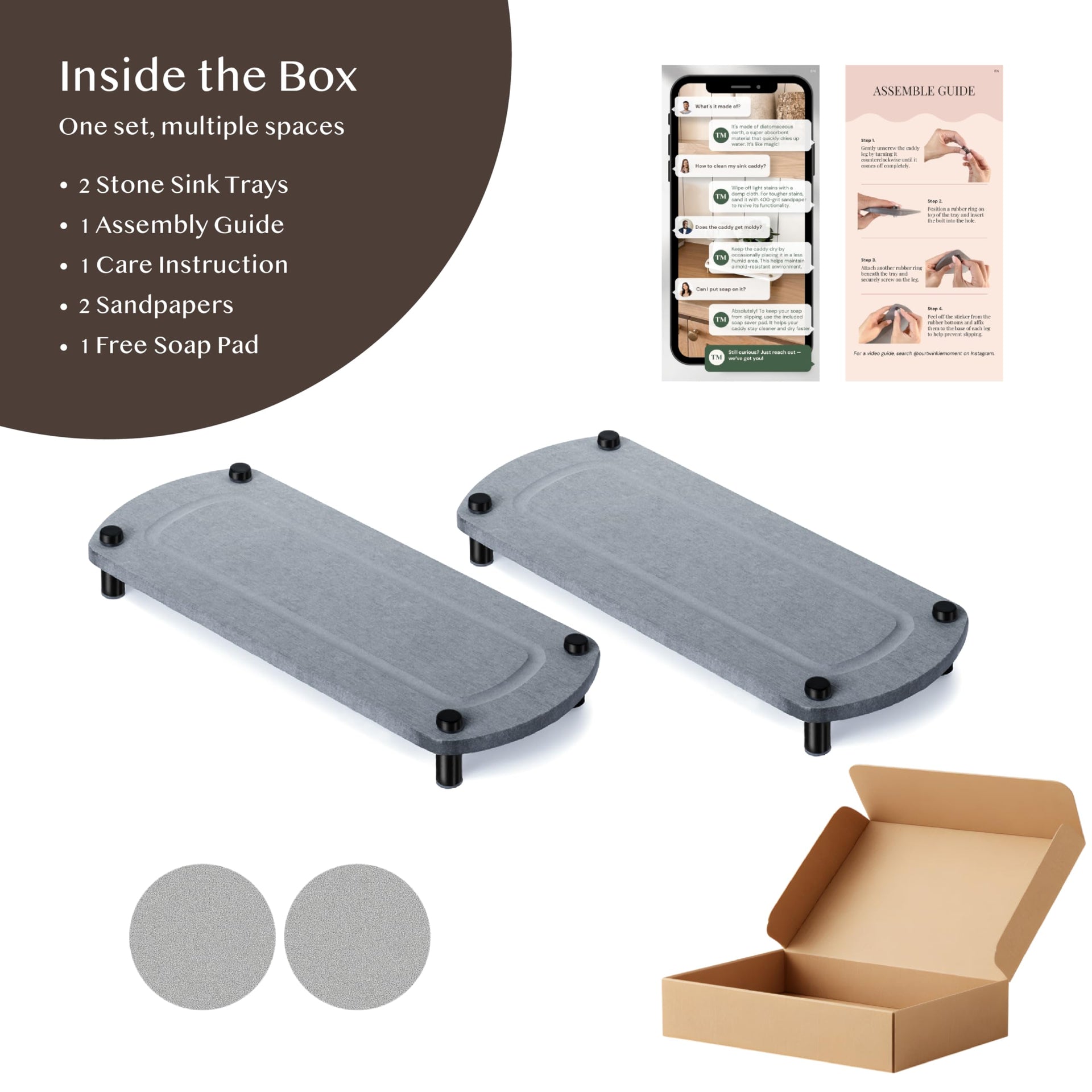 2PCS Absorbing Stone Soap Tray (2 Piece)