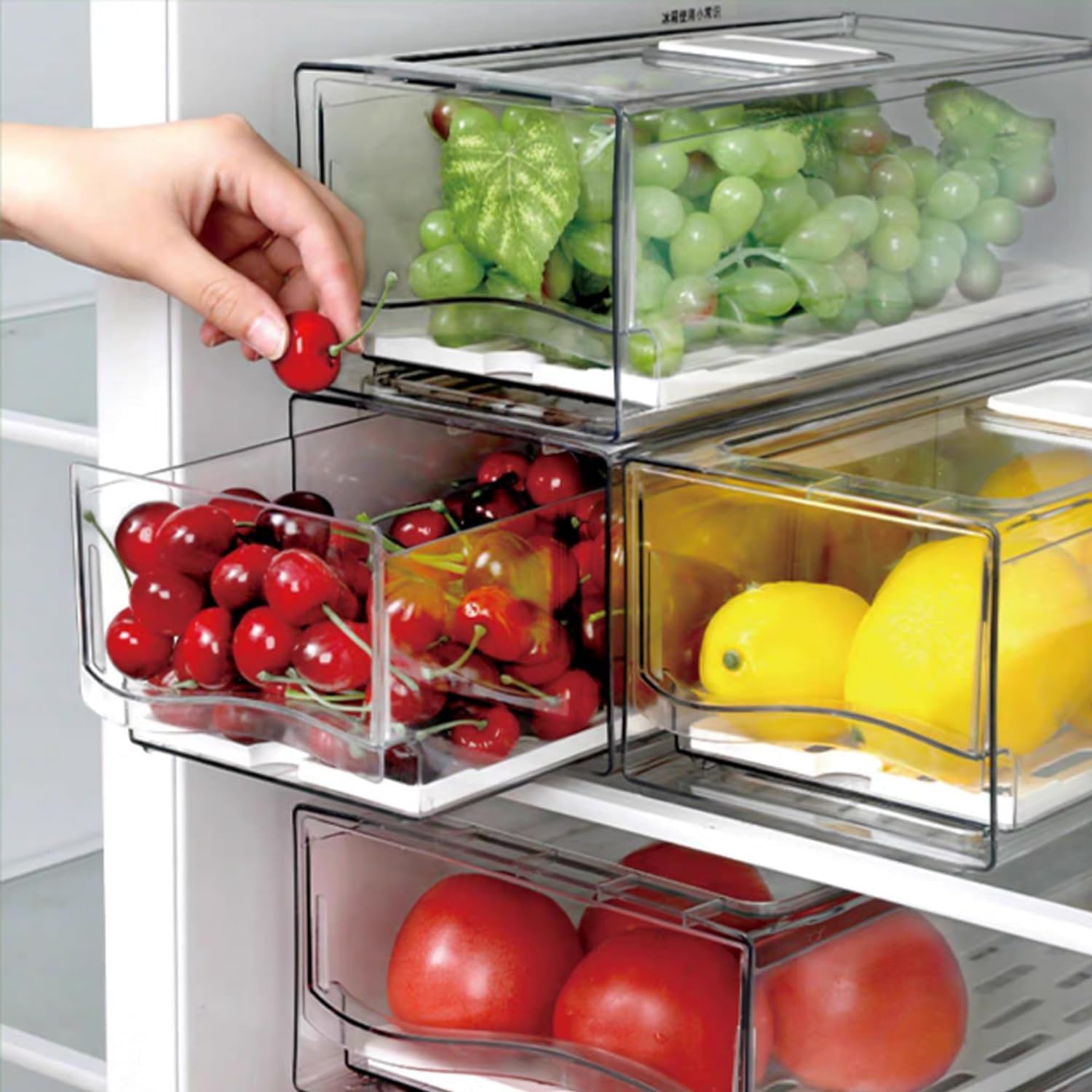Fruit Storage Containers for Fridge with Strainer (2 Count)
