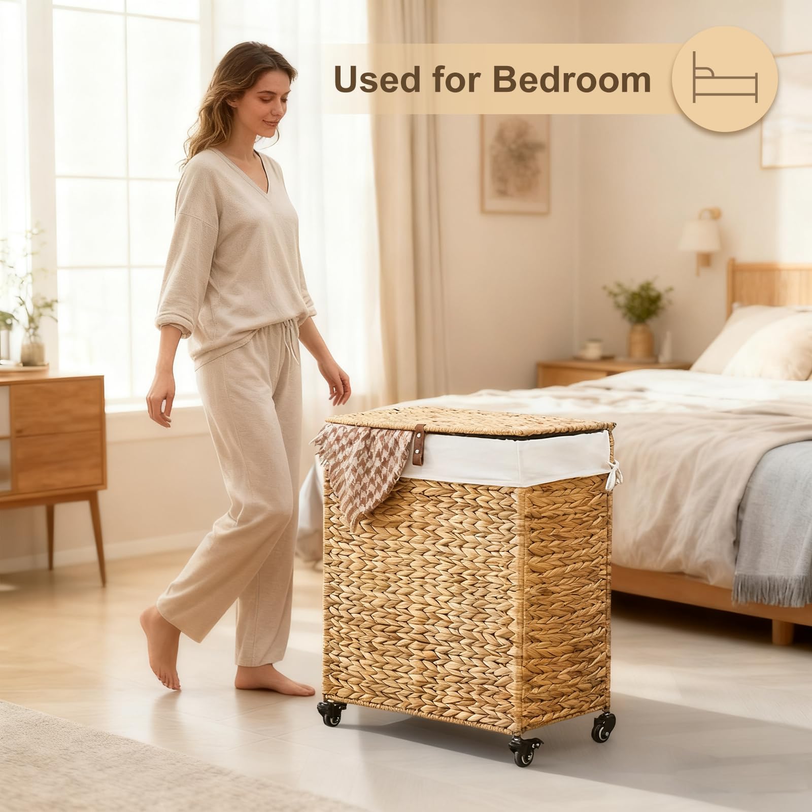 Handwoven Laundry Hamper with Wheels (3212.3322 Fl Oz)
