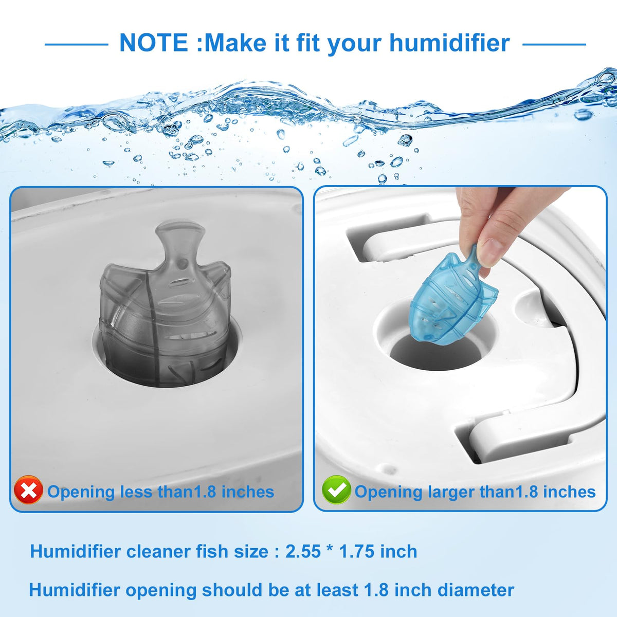 10PC Humidifier Cleaner Fish Universal Humidifier Tank Cleaner Cleaner (10 Count)
