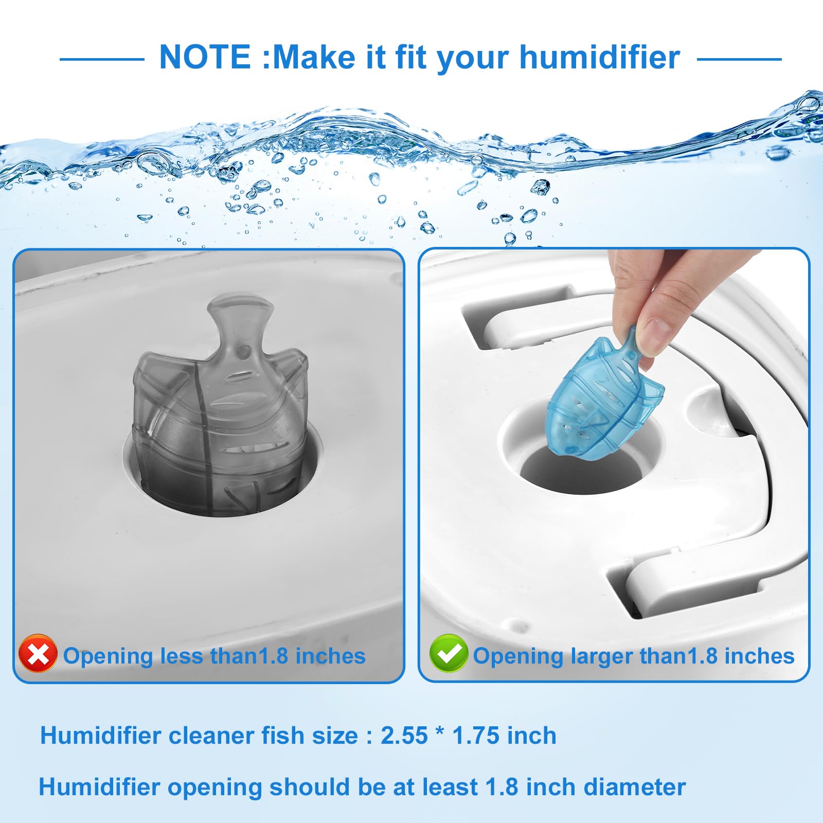 10PC Humidifier Cleaner Fish Universal Humidifier Tank Cleaner Cleaner (10 Count)