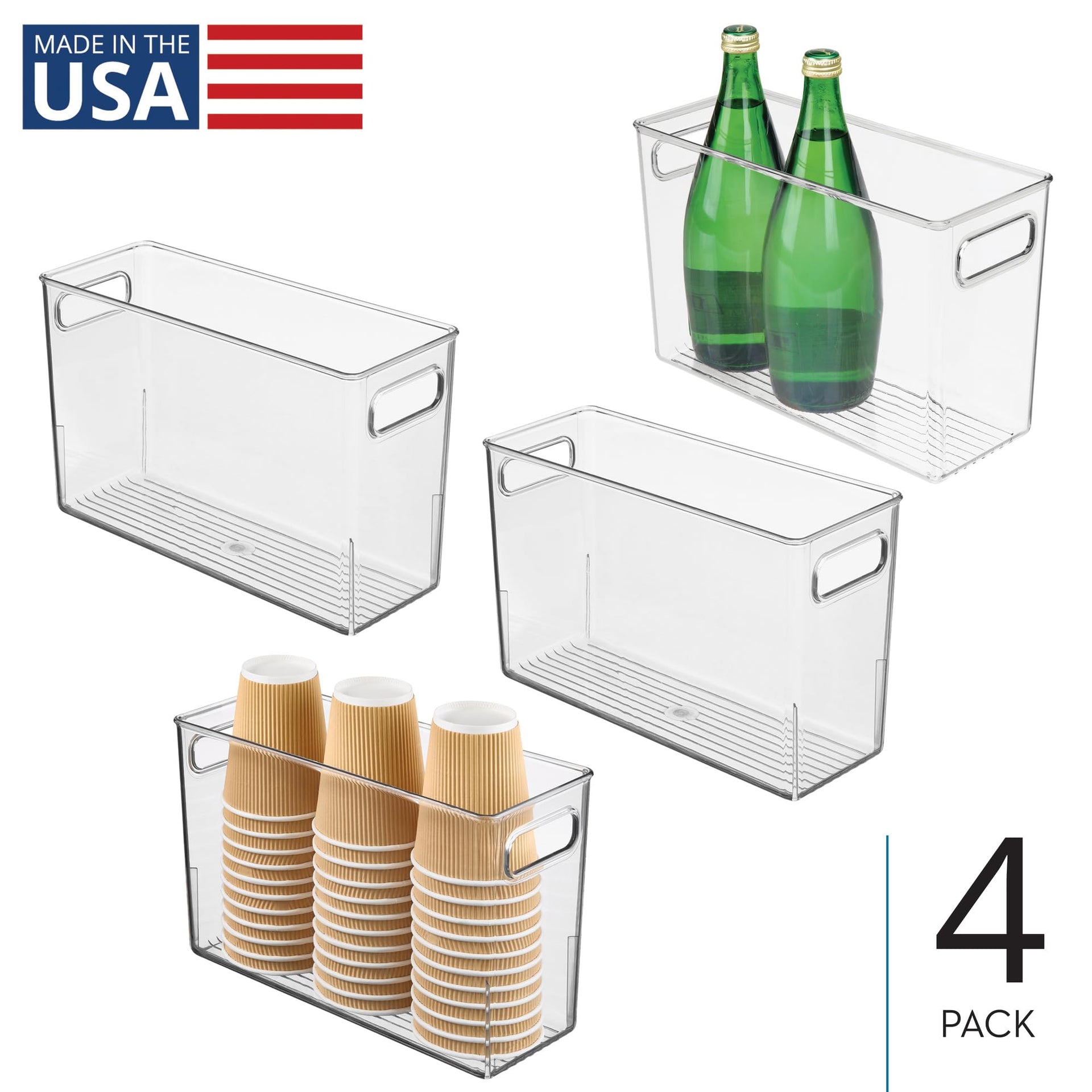 Tall Plastic Storage Bin with Handles (4 Count)