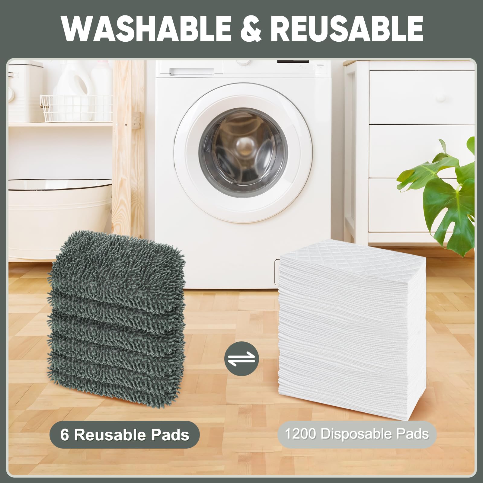 6 Pack Reusable Microfiber Mop Pads Compatible with Swiffer Sweeper (6 Count)