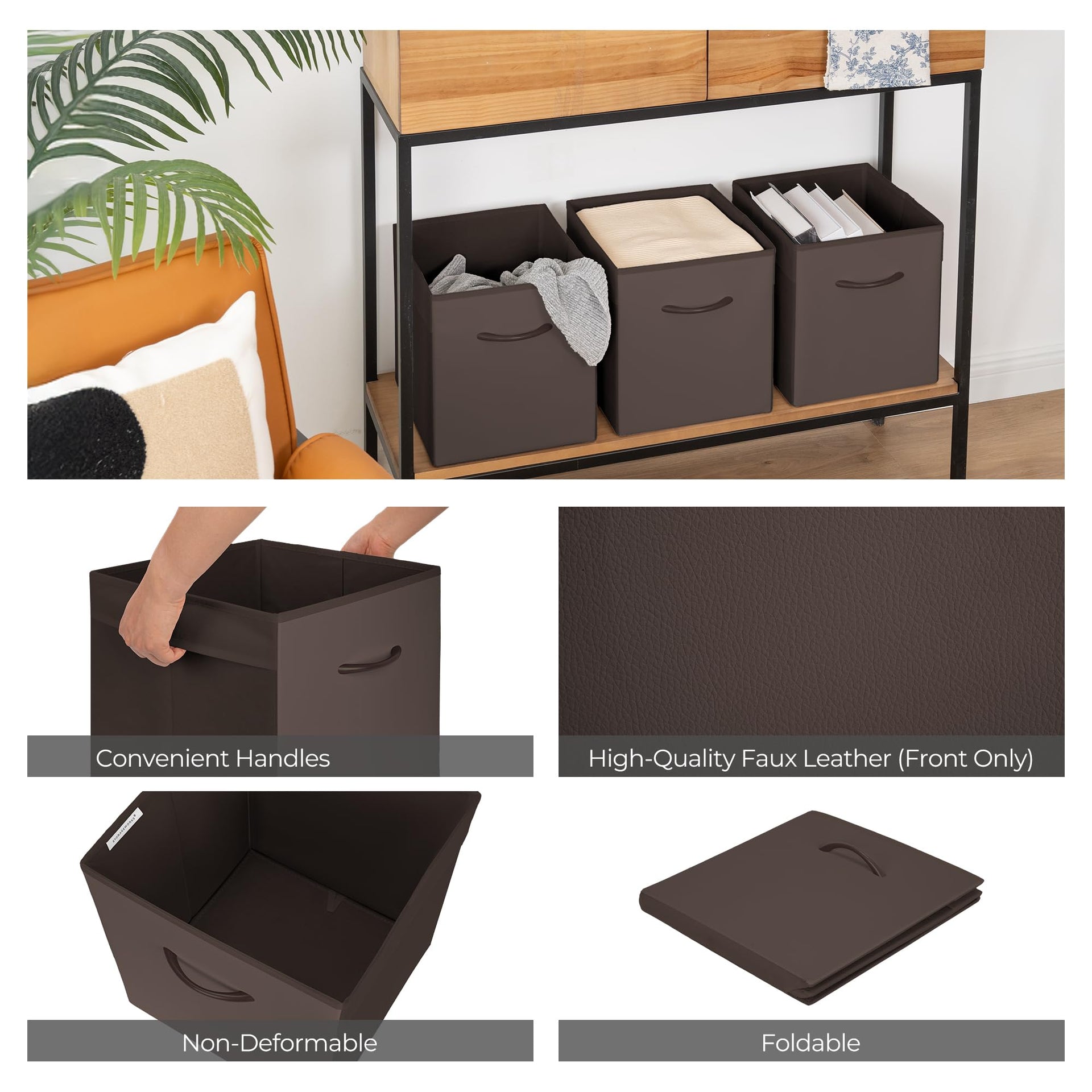 11in Leather Storage Cubes (4 Count)