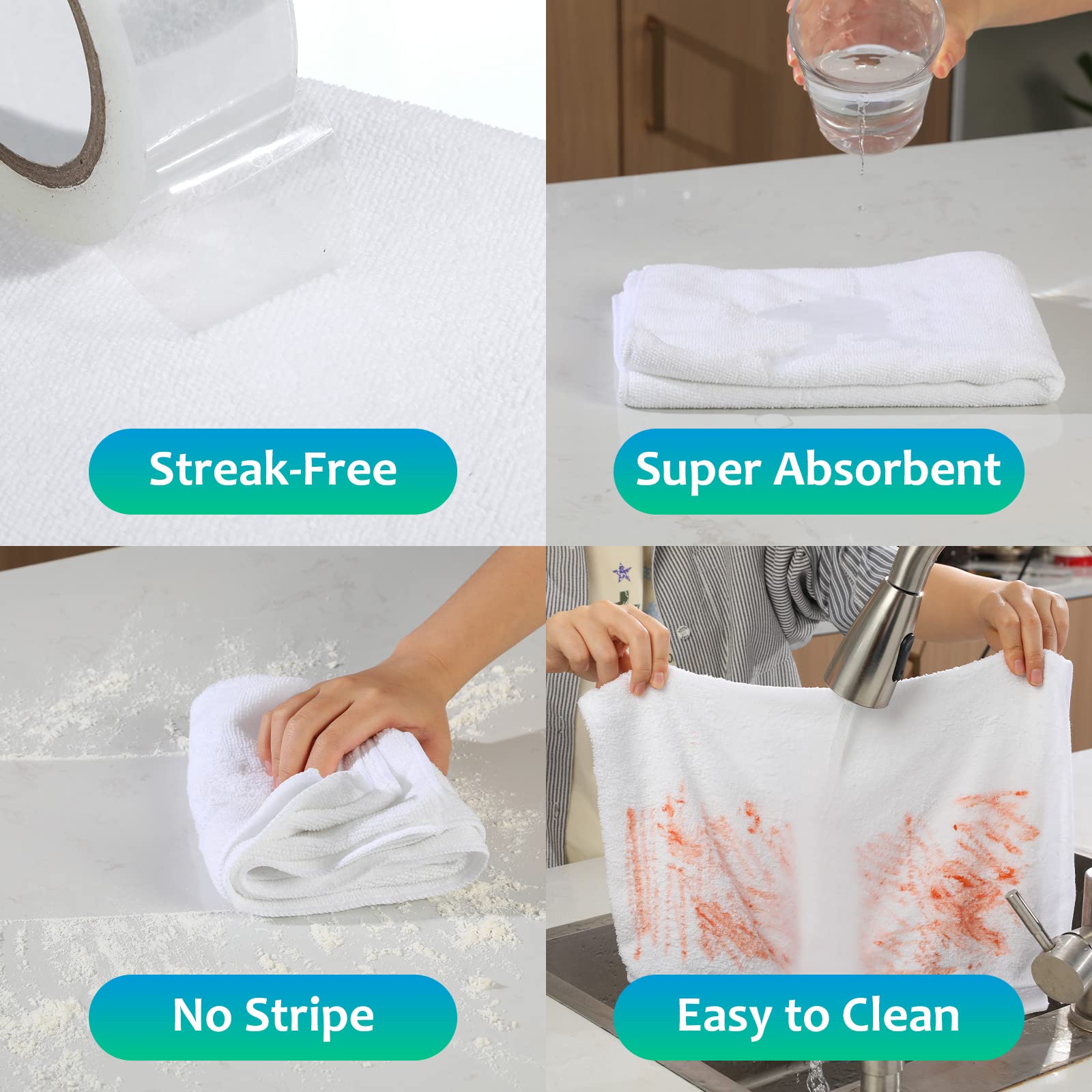 6 Pcs Extra Large Microfiber Cleaning Cloth 30" x 20" Washable Reusable Microfiber Towel Streak Free Lint Free Cloth for Cleaning Home Glass Office Window Bathrooms (6 Count)