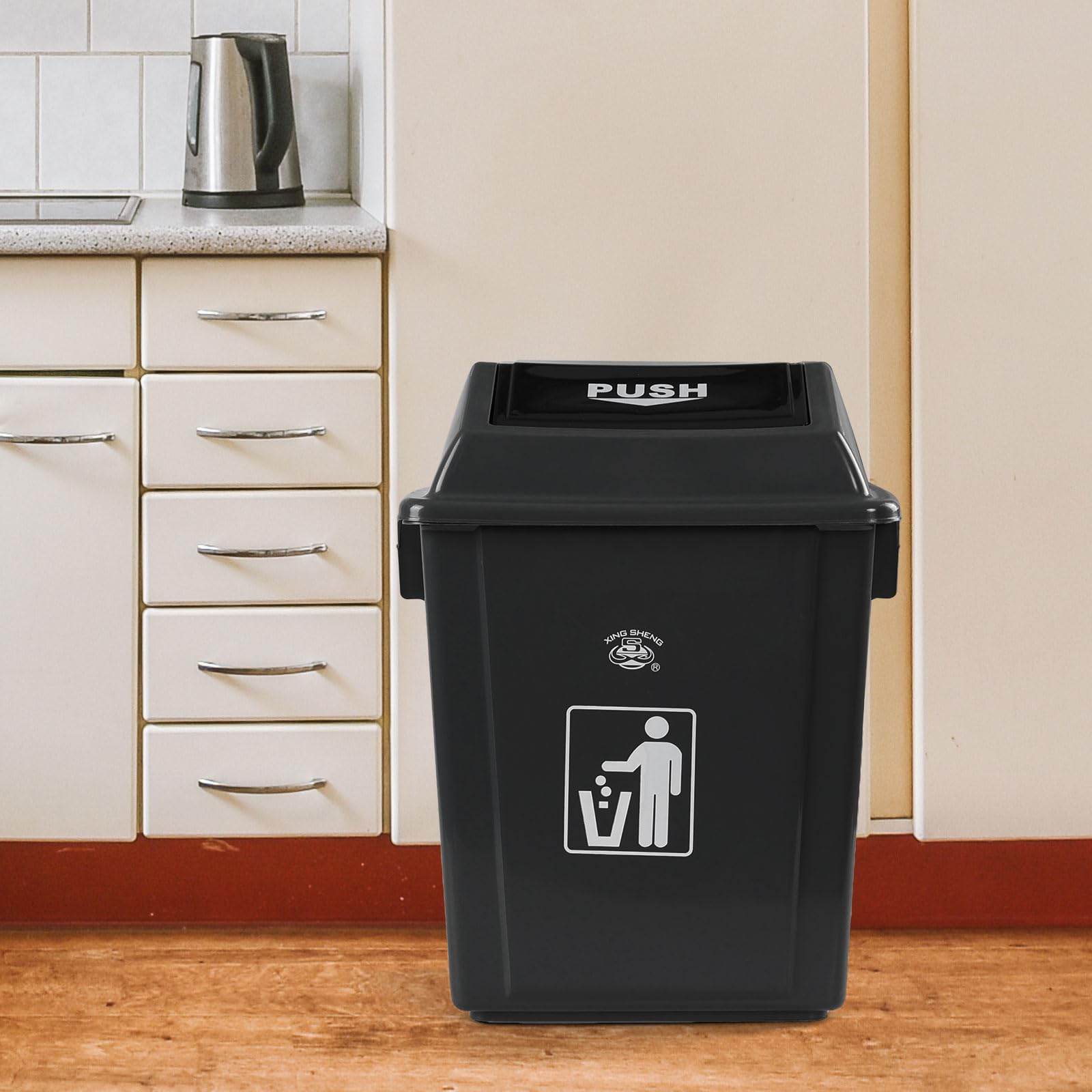 4 Pack Plastic Swing Lid Trash Can (4 Count)