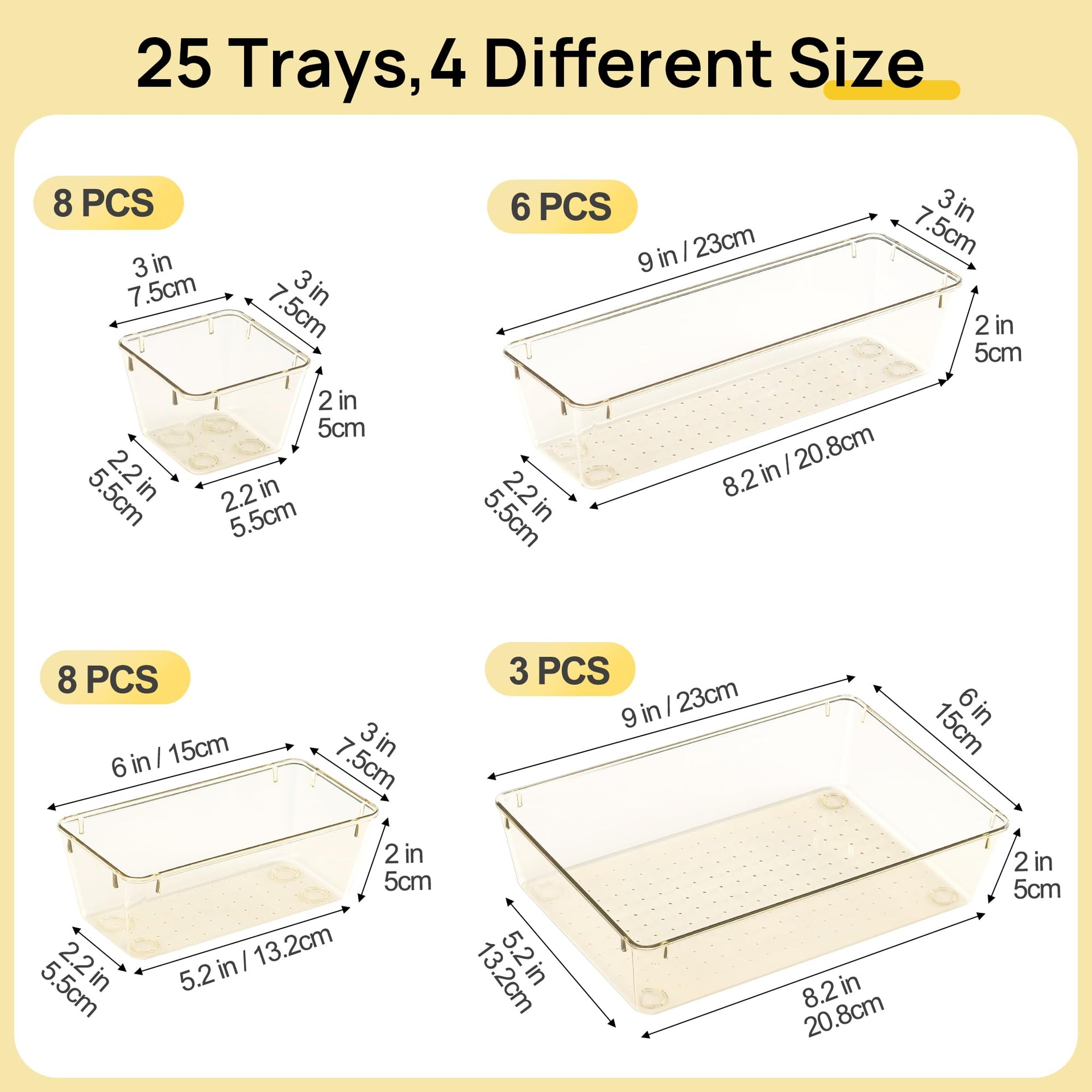 25 Pack Plastic Drawer Organizers with Non (25 Count)