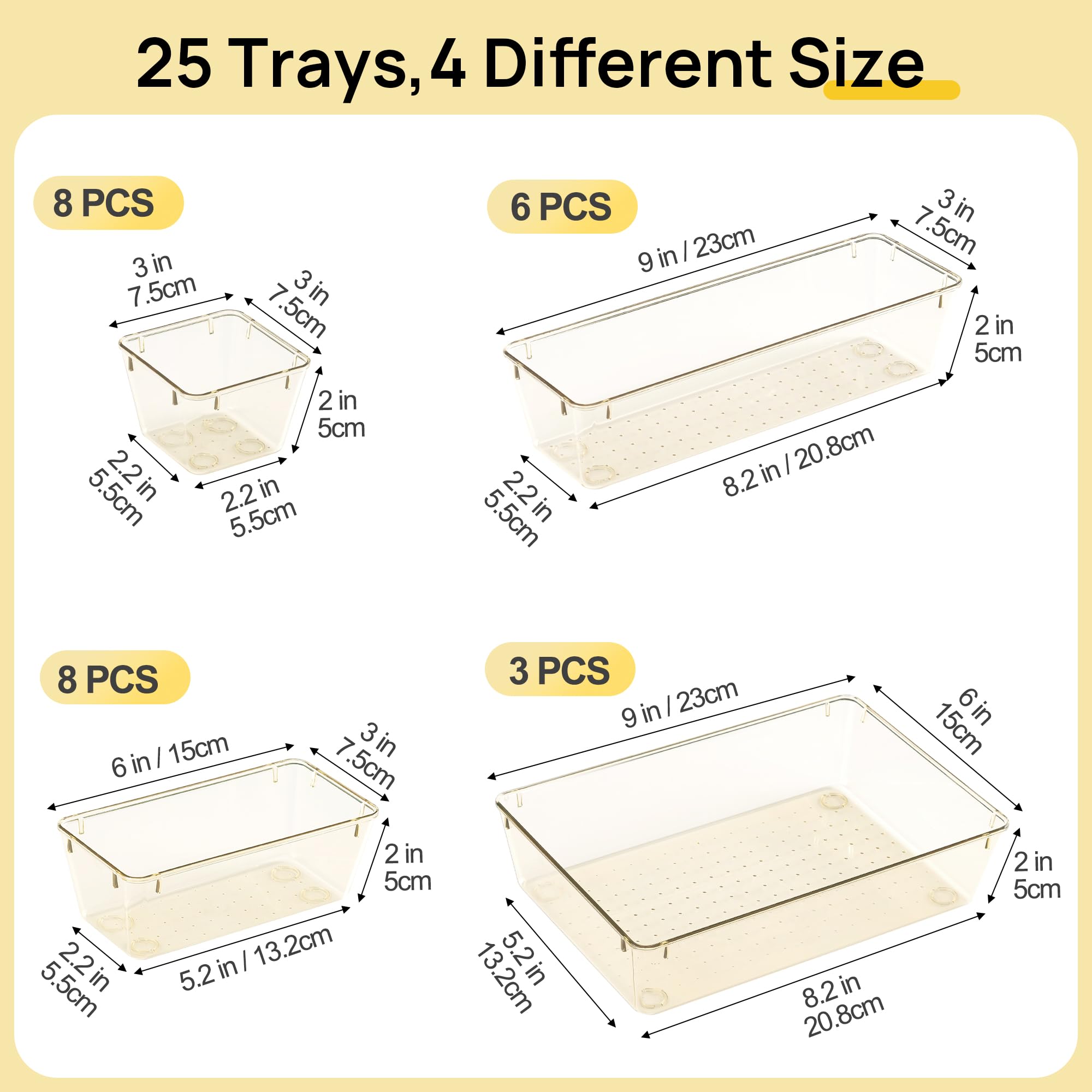 25 Pack Plastic Drawer Organizers with Non (25 Count)