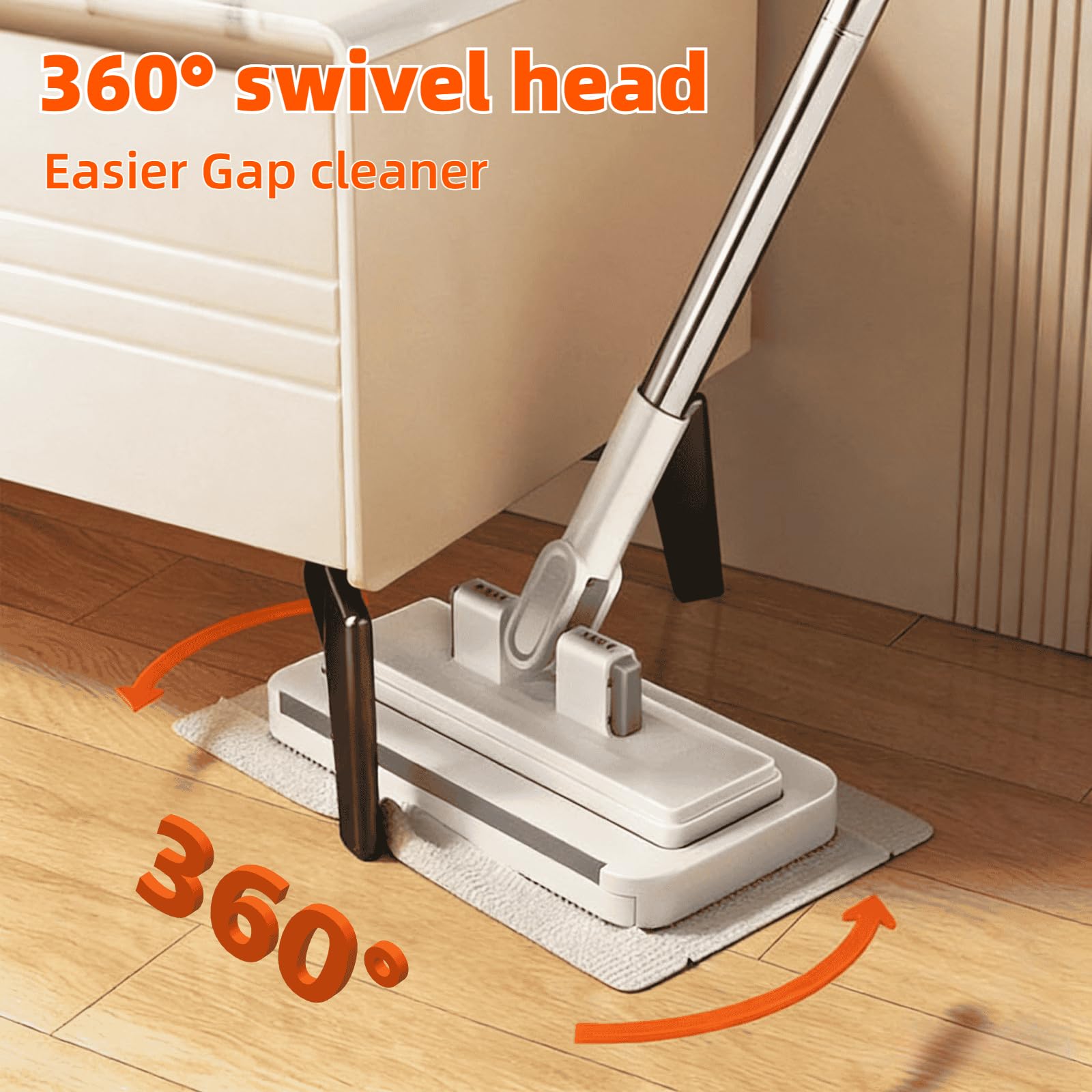 Push Clamp Mini Mop with 39in Short Handle &10 Cloths