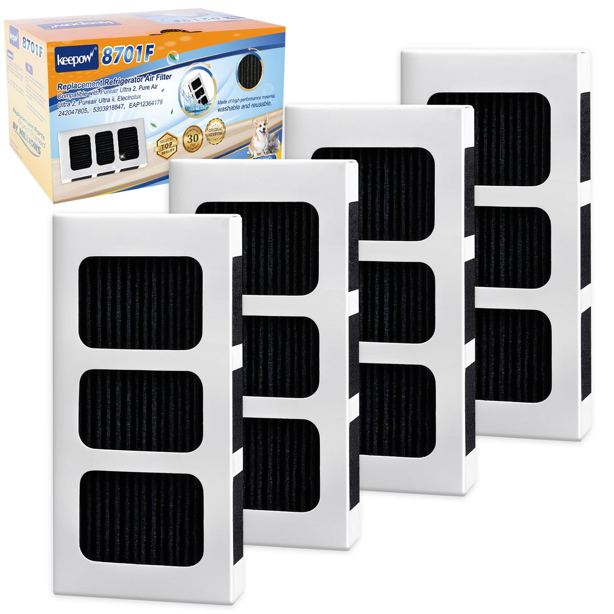 Paultra2 Refrigerator Air Filter Compatible with Frigidaire (4 Count)