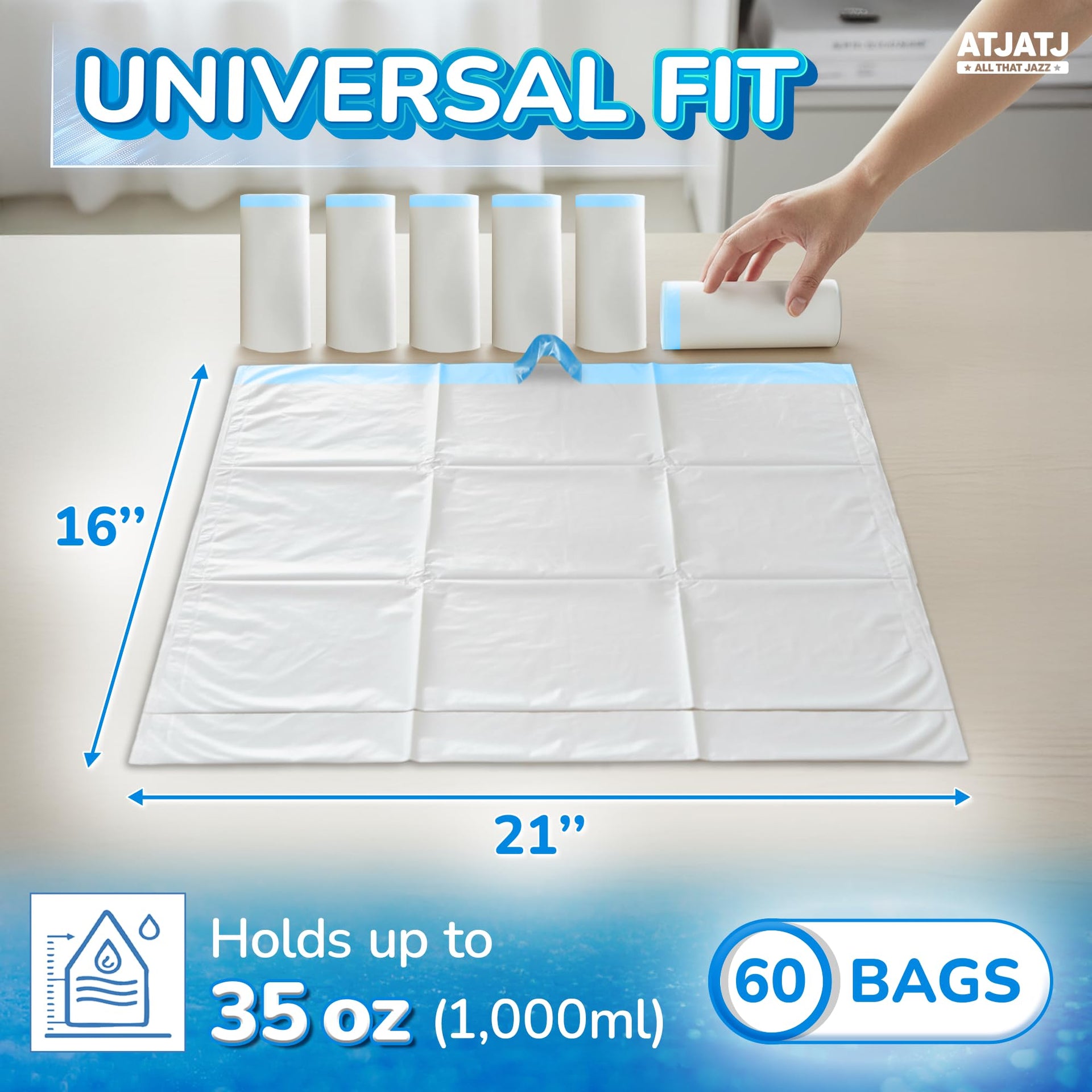 60 Packs Commode Liners With 60 Absorbent Pads (120 Count)