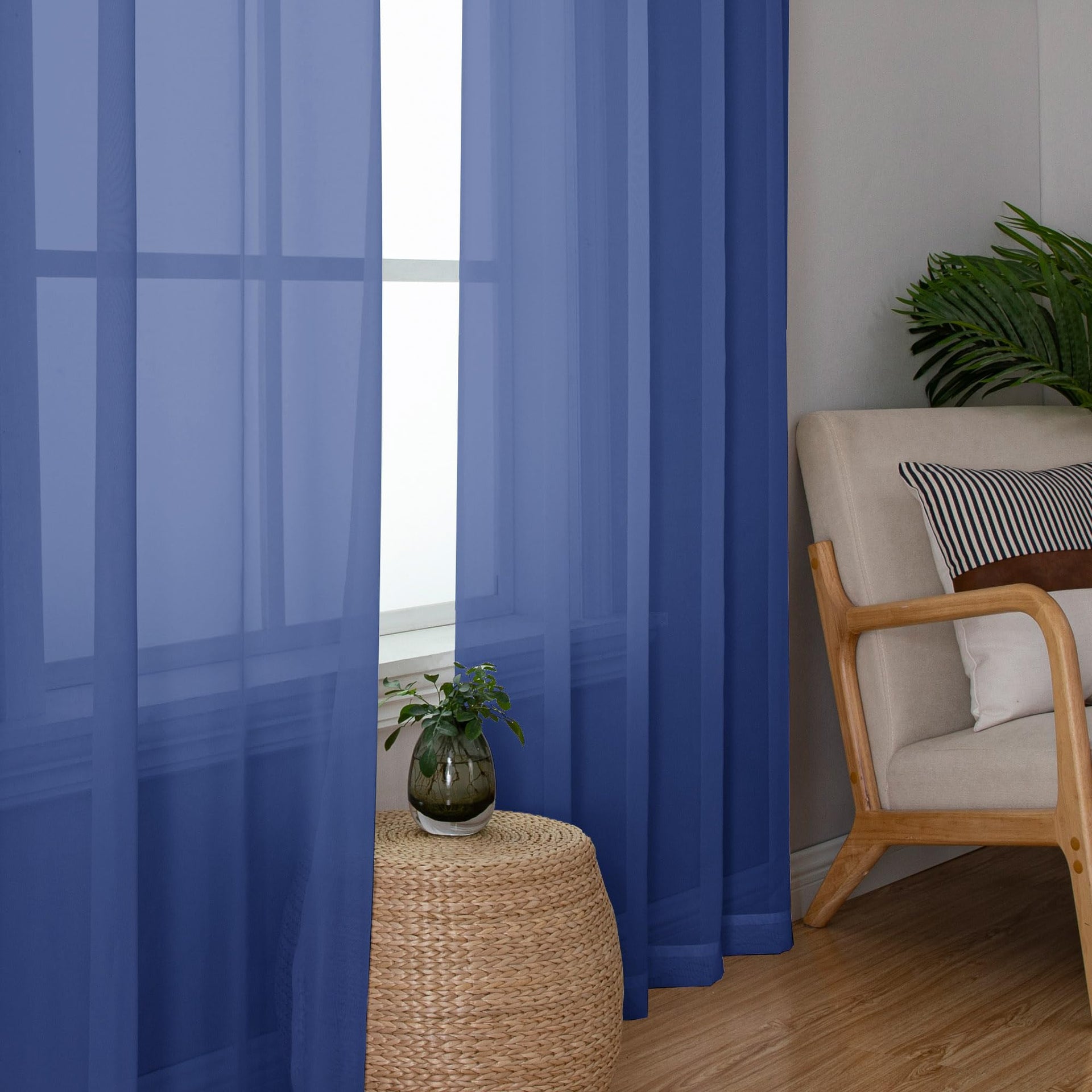 Royal Blue Sheer Curtains 84 Inches Long (2 Count)