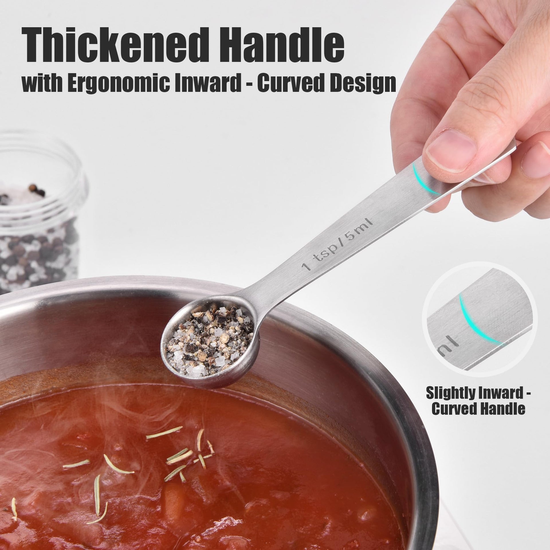 18 8 Stainless Steel Measuring Spoons with Engraved Metric (6 Count)