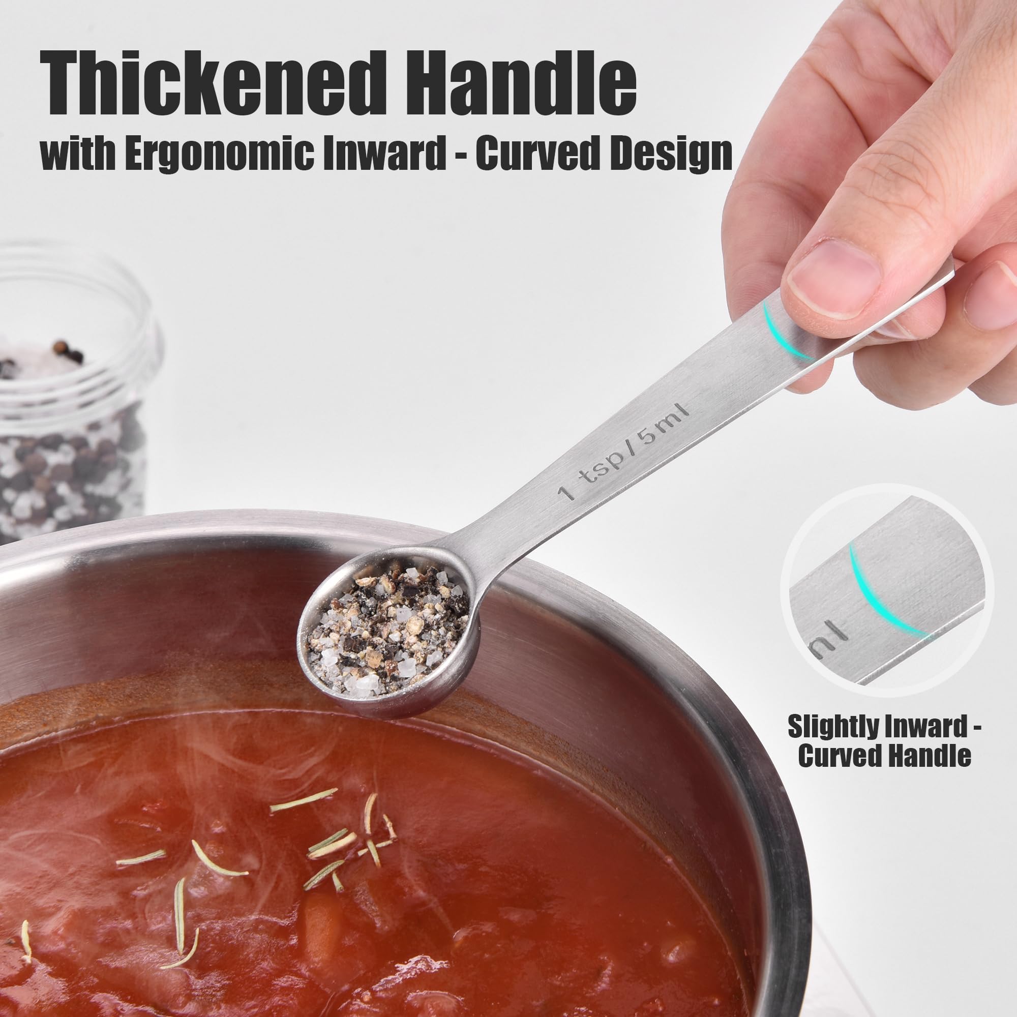 18 8 Stainless Steel Measuring Spoons with Engraved Metric (6 Count)