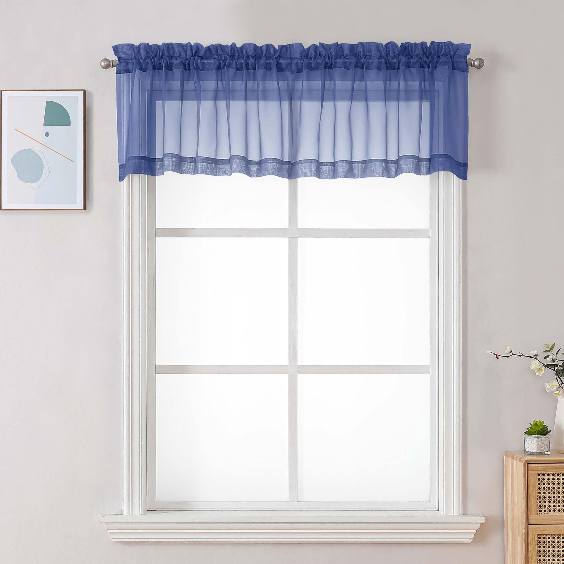Royal Blue Sheer Valances for Windows (2 Count)