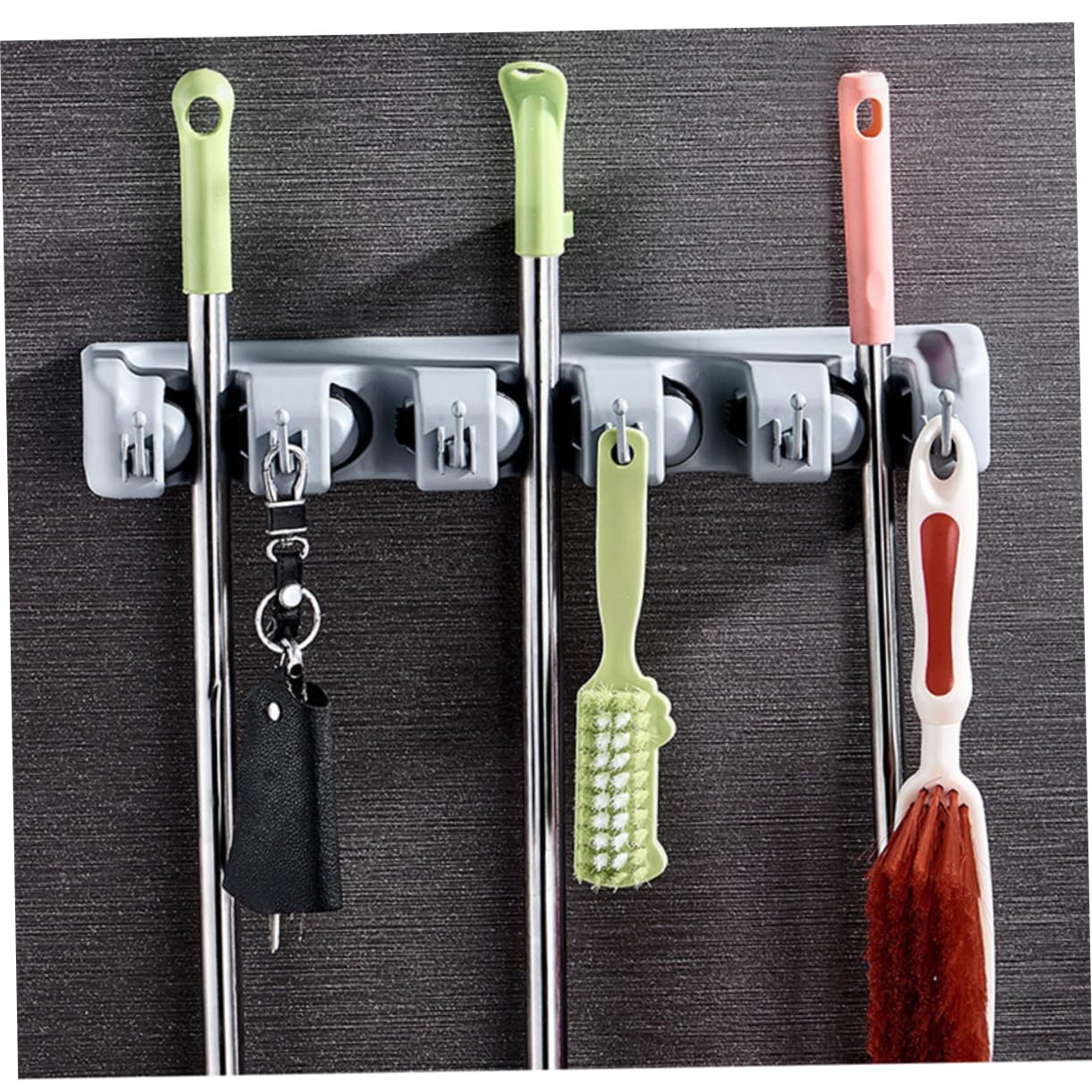 Sturdy Plastic Mop Holder Wall Mount Dual